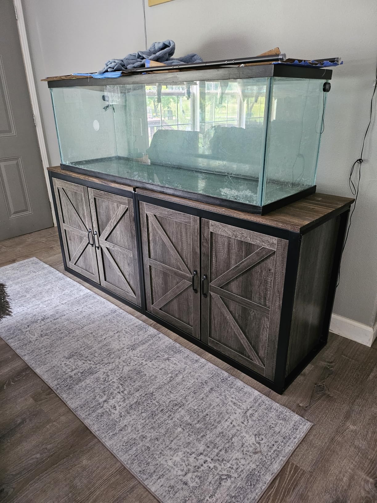 VOWNER 125-150 Gallon Fish Tank Stand with Power Outlet, Heavy Duty Aquarium Stand with Cabinet Storage for Fish Tank Filters and Accessories, 72.9