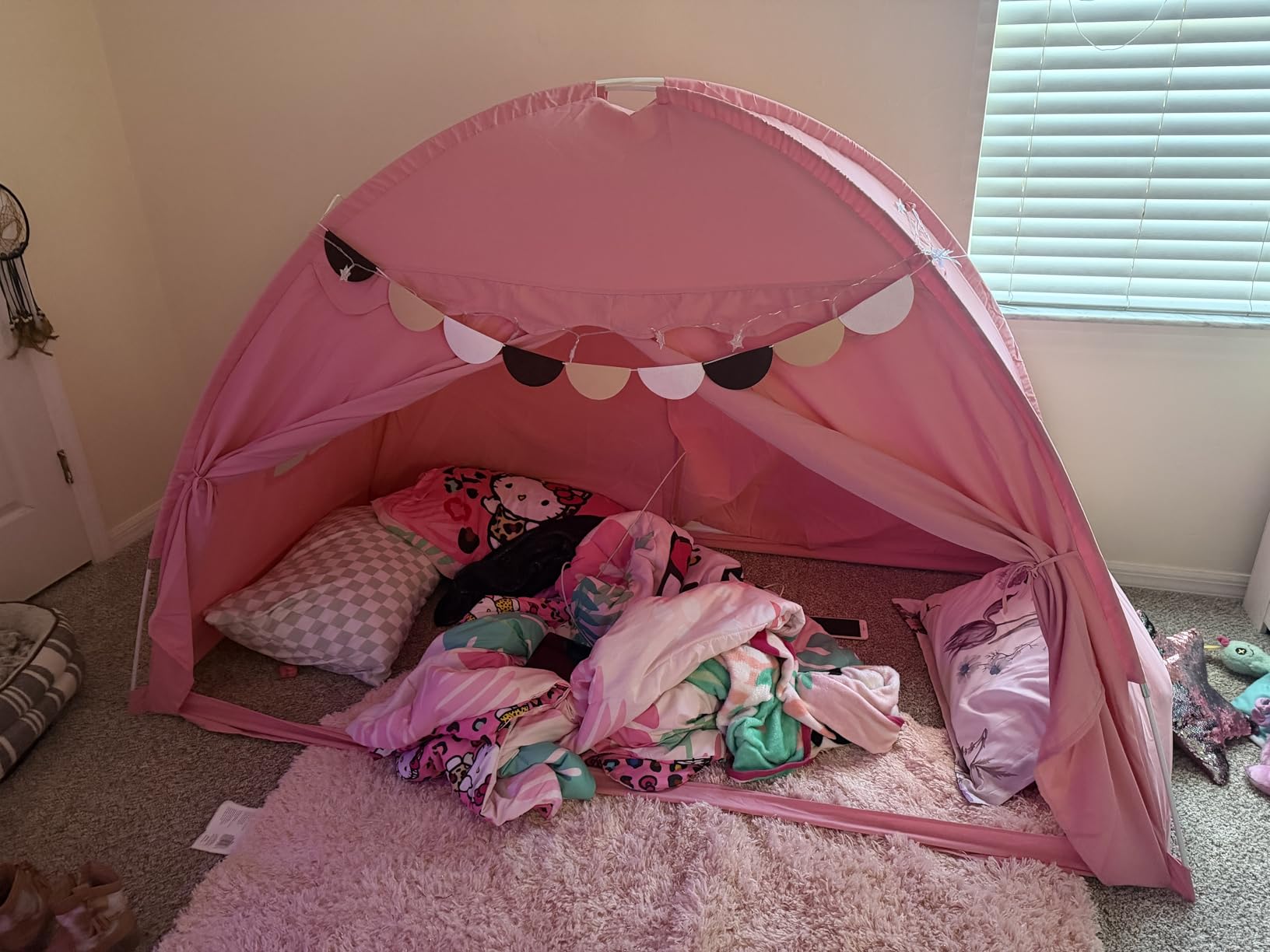 Toddler Bed Tent Canopy for Kids Indoor, Bed Tent Twin, Blue | Flags & Star Lights, Easy Setup, Twin Size, Privacy Playhouse, 80x40x47 Inches, Blue customer photo 2