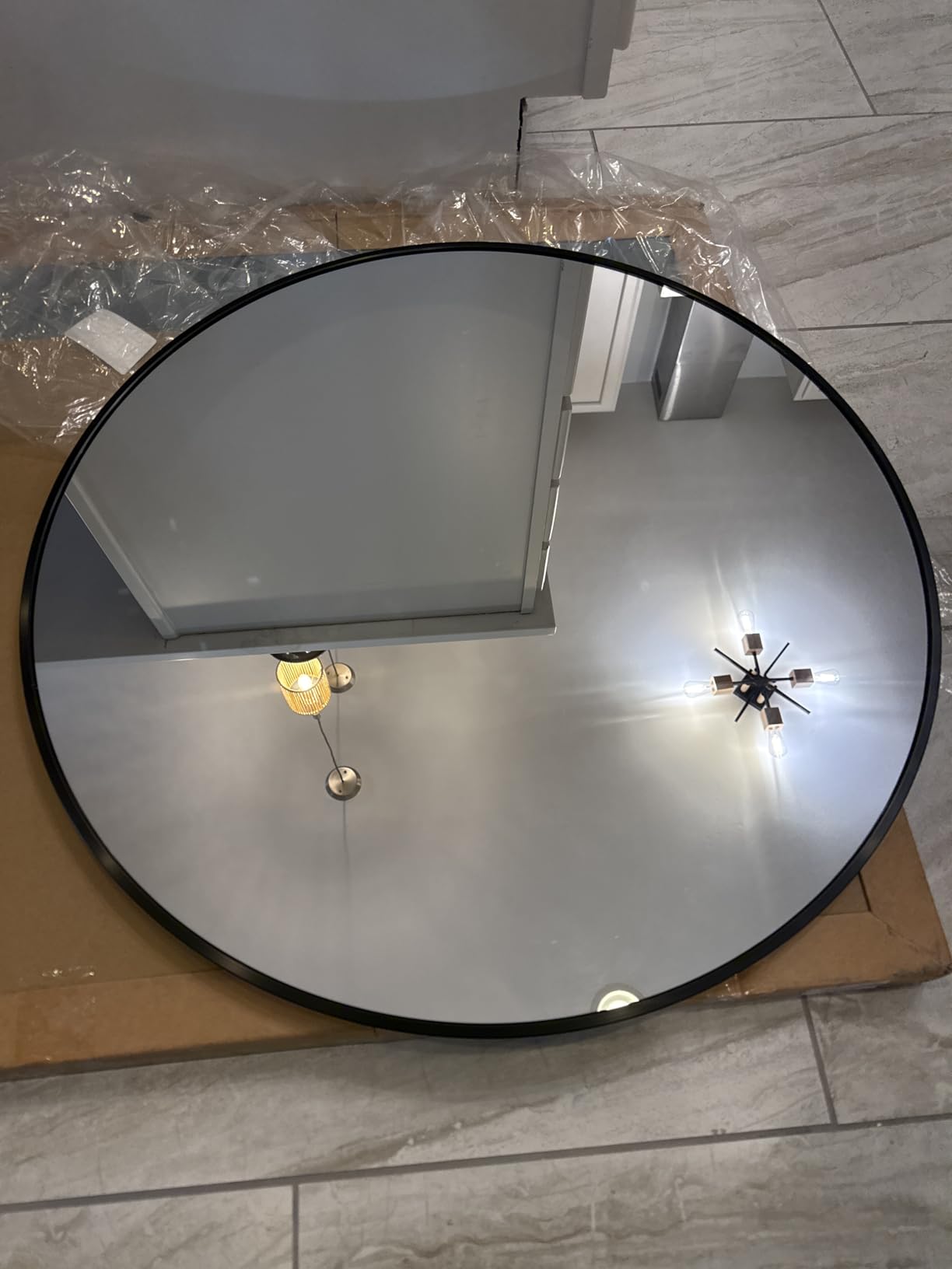 Bathroom Mirror for Wall, 30x22 Inch Rectangle Mirror, Matte Black Metal Framed Bathroom Vanity Mirror for Restroom Farmhouse, Anti-Rust, Tempered Glass, Horizontally or Vertically Hanging customer photo 2