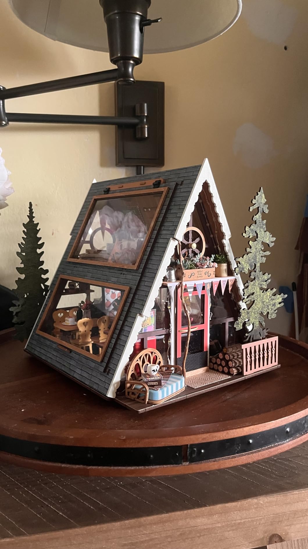 Rolife DIY Miniature Forest Tiny House Kit-A-Frame Cabin with LED Lights | Beginner-Friendly Mini House Building Kit for Teens, DIY Crafts For Adults, Halloween/Christmas Gift for Outdoor Lovers customer photo 2