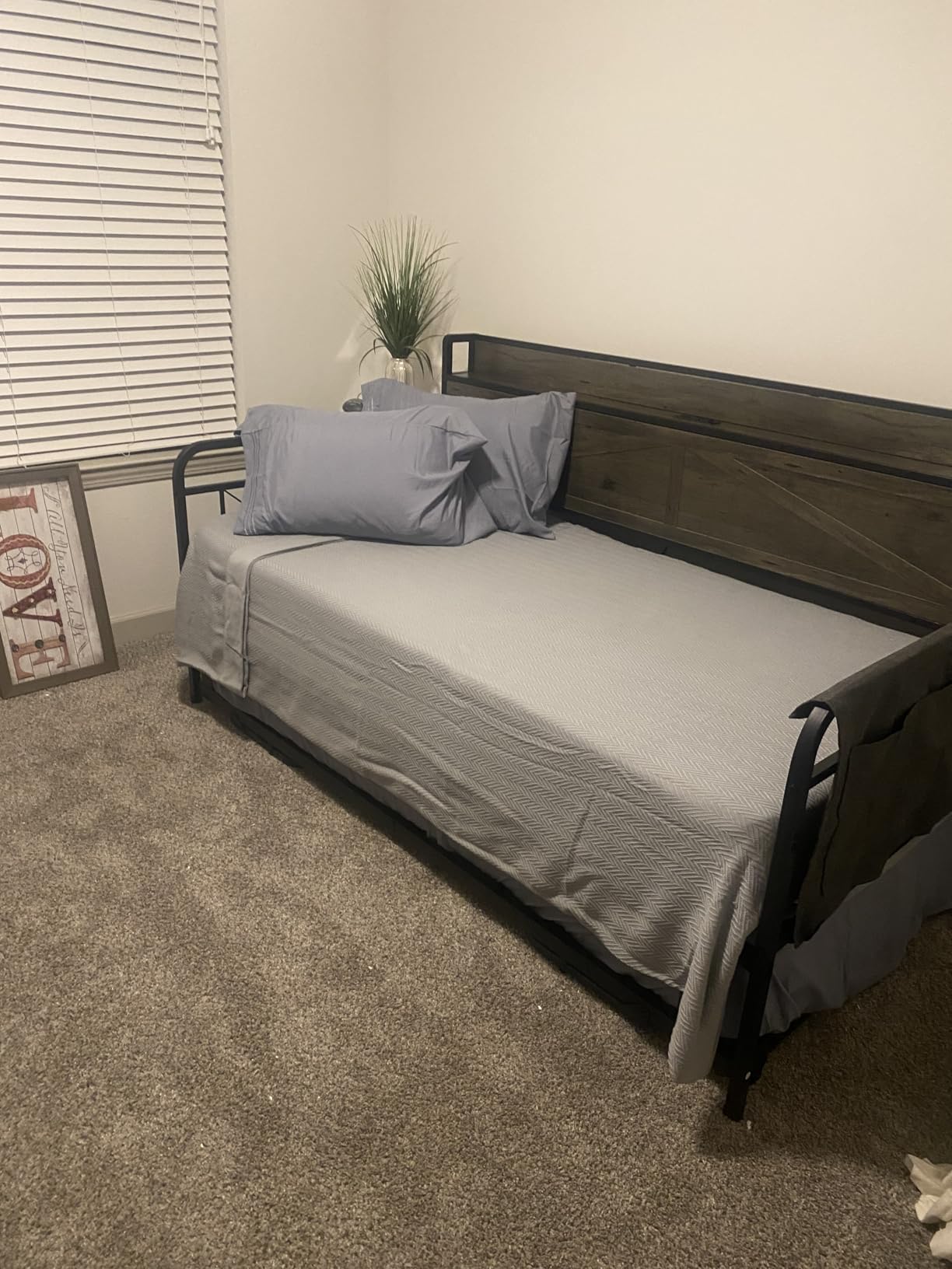 LIKIMIO Twin Daybed with Pop Up Trundle & Charging Station & Storage Shelf, Pop Up Trundle with Smooth Wheels, Strong Supports, White customer photo 1