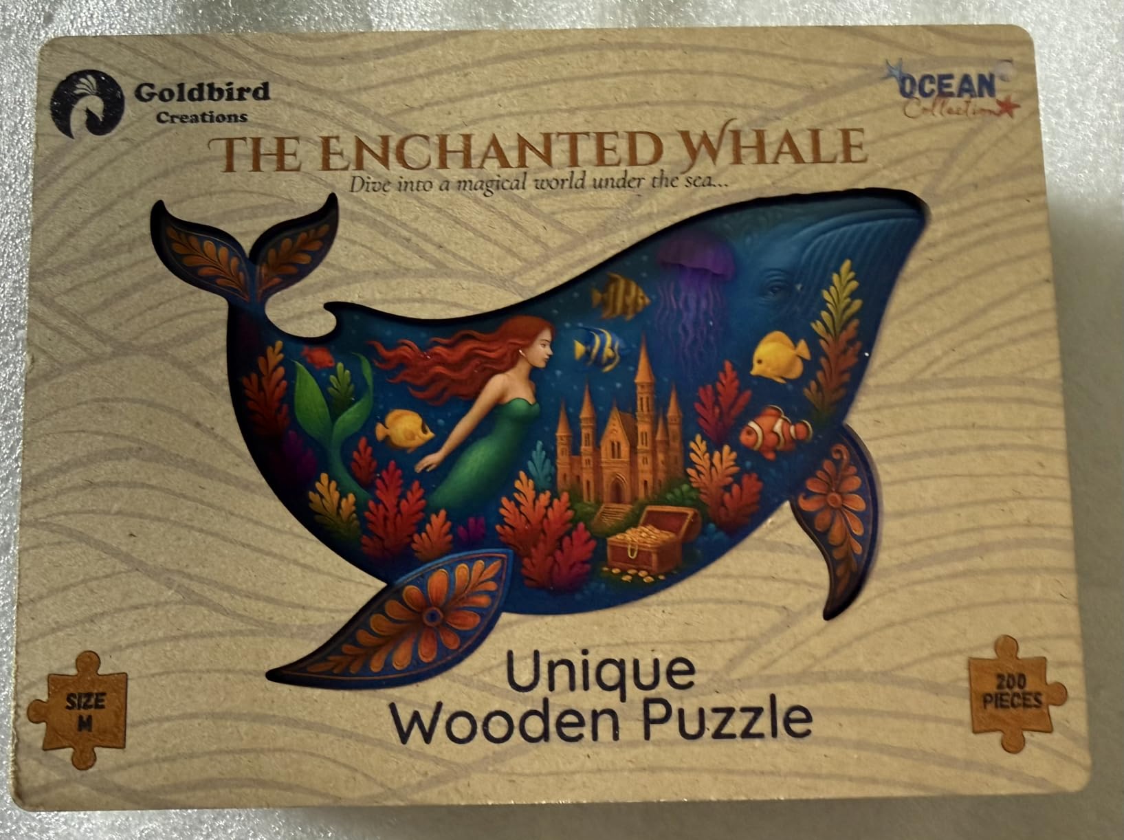 GOLDBIRD Wooden Puzzles for Adults 200 Pieces - Whale Wood Puzzles Adult | Adult Wooden Puzzles, Animal shaped puzzles, Whimsical Pieces, Best Gifts For Puzzle Lovers, Relaxing Activity, 16.5x10.6 in customer photo 1