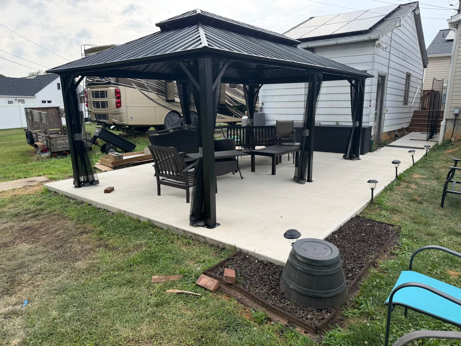 Aoxun 12X16Ft Hardtop Gazebo Metal Gazebo with Galvanized Steel Double Roof | Outdoor Pergola Permanent Pavilion with Breathable Netting, Curtains Mosquito Screens for Backyard, Patio, Lawn, Deck, Grey customer photo 2