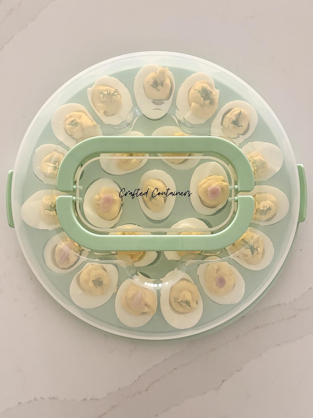 Deviled Egg Containers with Lid & Handles, 22-Count Portable Carrier, Dishwasher Safe Tray, Refrigerator Storage, High-Capacity Trays Deviled Egg Holder - Blue customer photo 2
