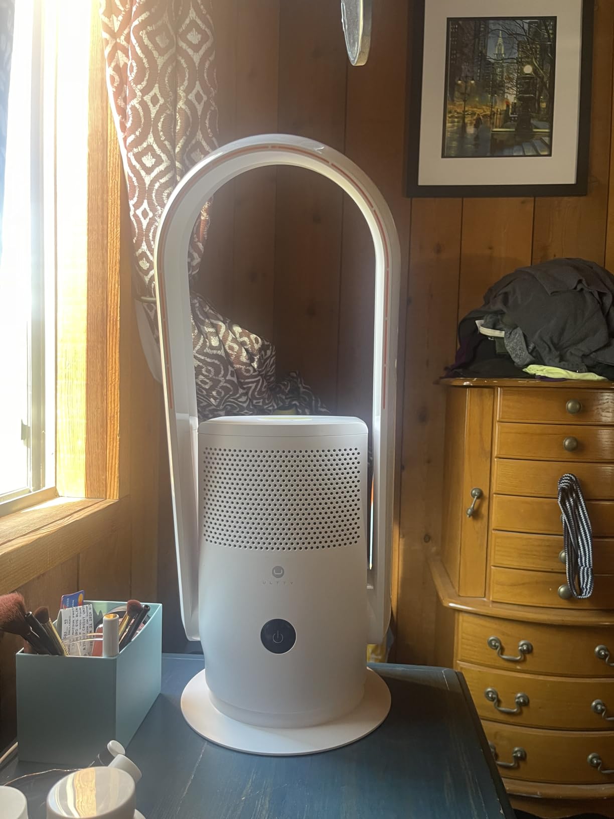 U ULTTY Bladeless Tower Fan and Air Purifier in one, Quiet Tower Fan with Remote, Touch, 9 Speeds, 8H Timer, HEPA Filter 99.97%, 90° Oscillation Fans, Floor Fans Powerful for Home Office Room, Black customer photo 1