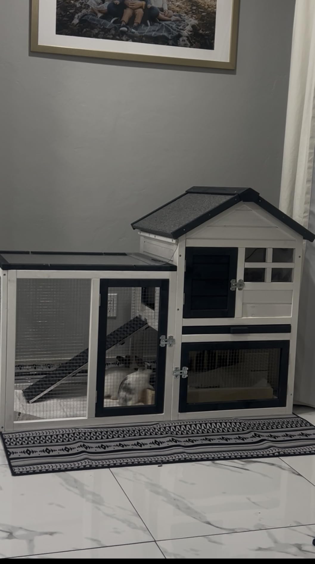 FunXplore Bunny Hutch Indoor Outdoor Rabbit Cage Chicken Coop Animal House with Wire Floor Above Pull-Out Tray, Chew-Resistant Ramp & Entrance, Openable Waterproof Roof & UV-Resistant Roof customer photo 1