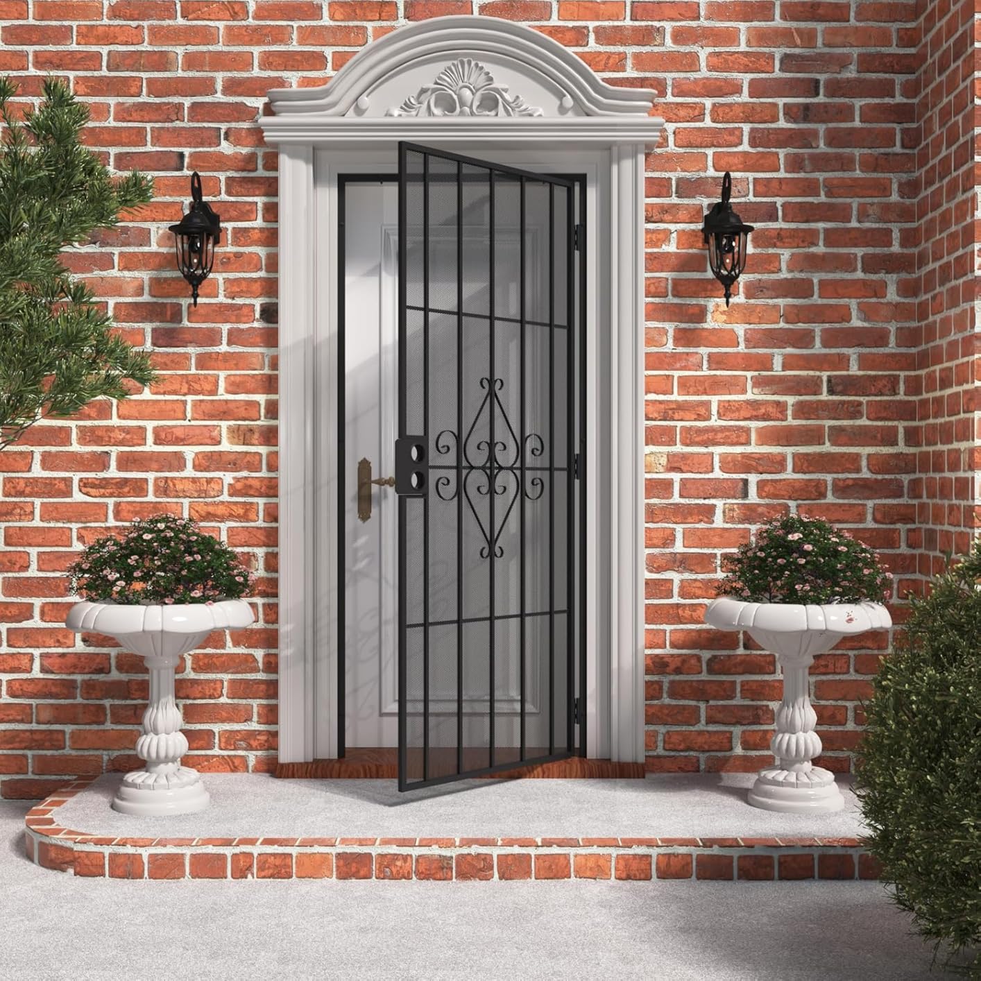 JUBEST 36 in. x 80 in. Steel Security Screen Door, Surface Mount Reversible Powder Coated Black Outswing Steel Security Door with Expanded Metal Screen, Prehung Steel Exterior Doors, Durable&Safe customer photo 1