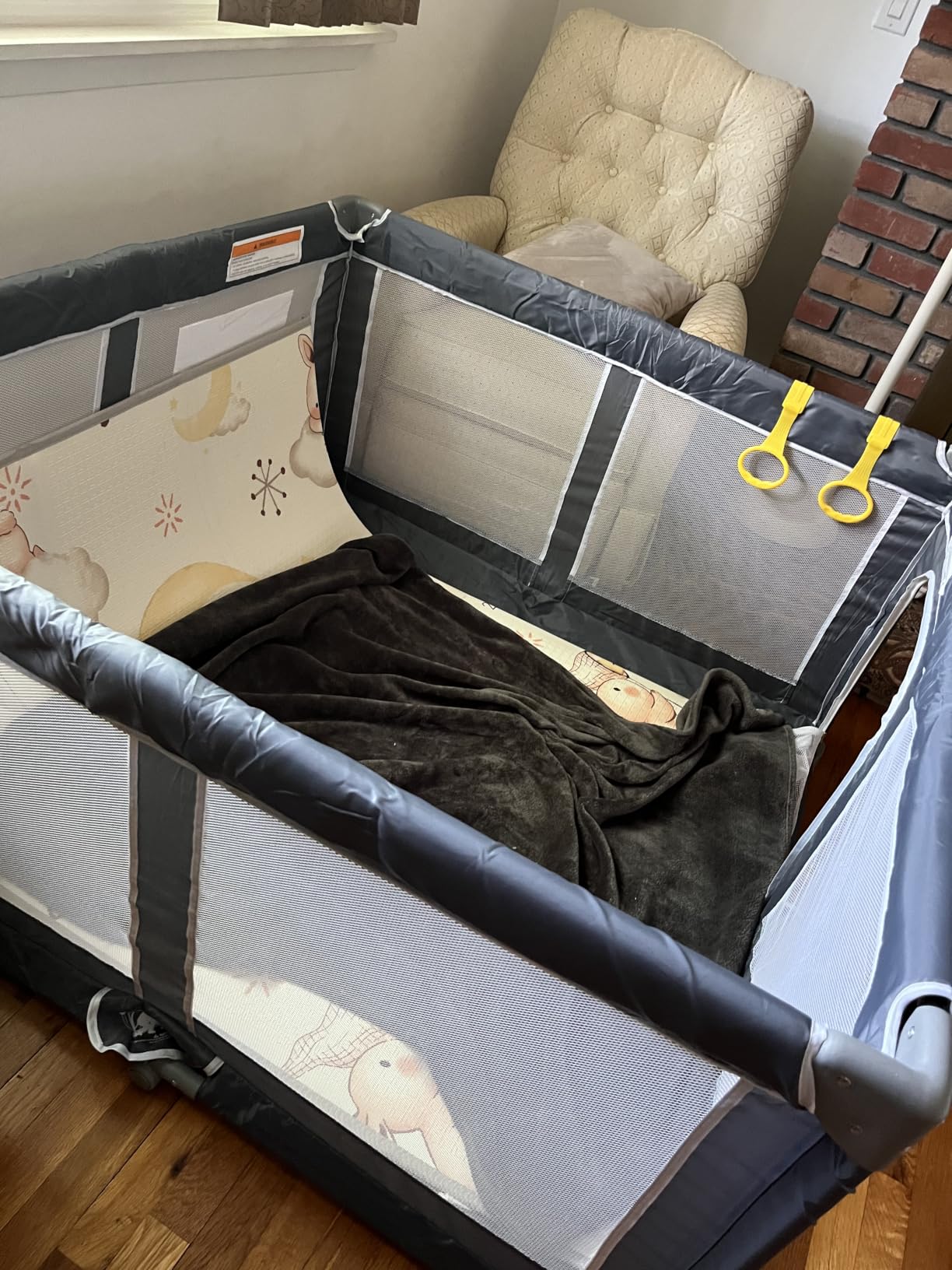Foldable Baby Playpen Portable Travel Play Yard, Dark Gray, Safety Play Yard Indoor & Outdoor, Carry Bag Included customer photo 1