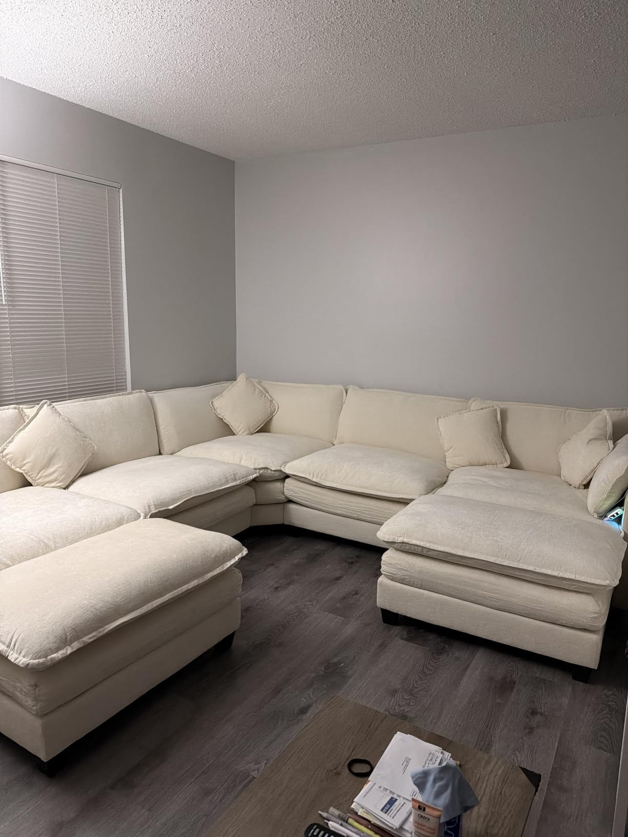 Hanherry Modular Sectional Sofa,Cloud Couch for Living Room,Modern Deep Seat Sofa Chenille Fabric Comfy Couches with Throw Pillows & Movable Ottoman for Apartment customer photo 1