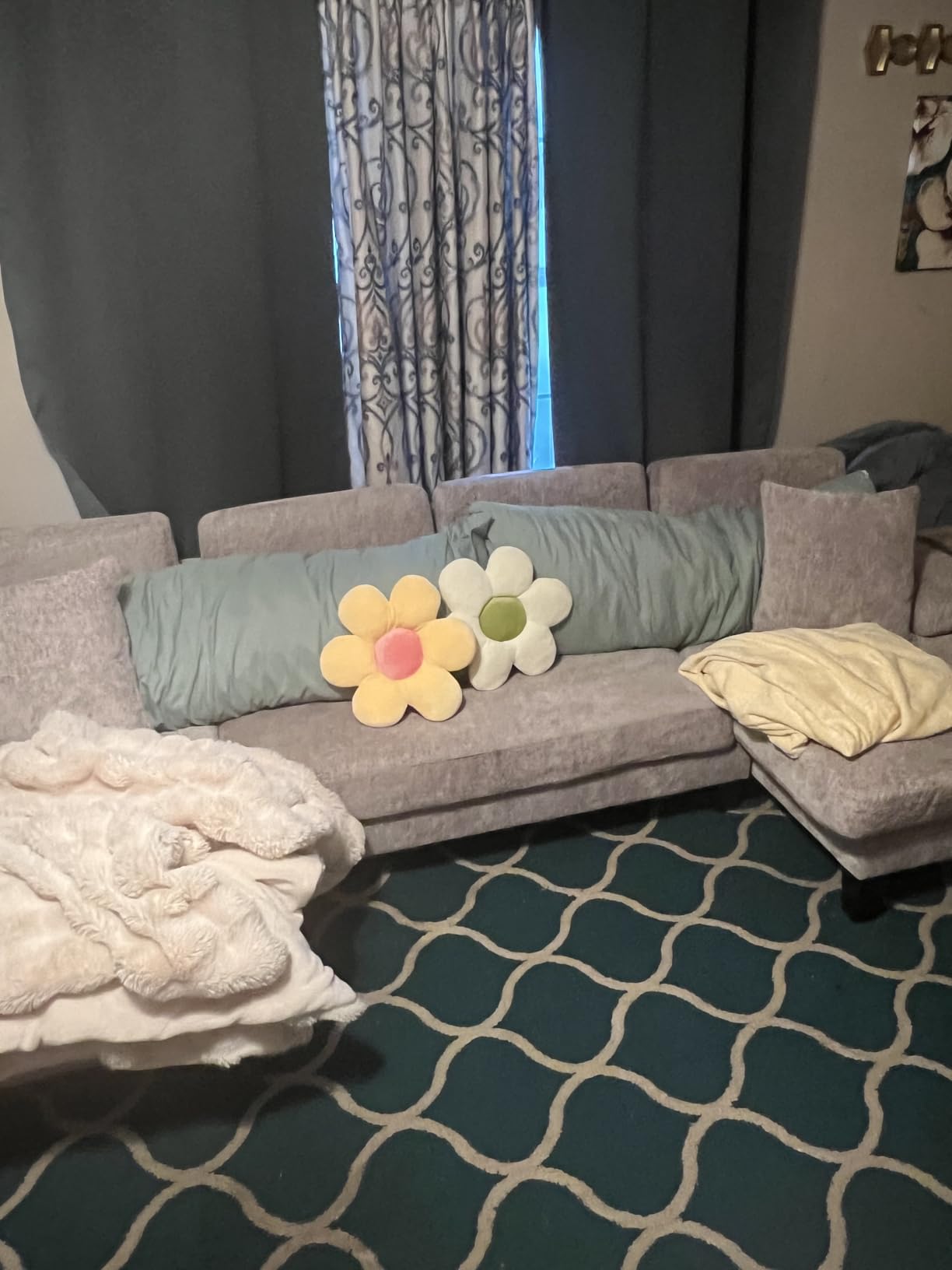 Txtin's Sleeper Sofa with Pull Out Couch Bed | 112 Inch Couches for Living Room | U-Shaped Convertible Sofa Bed | Chenille Dark Grey customer photo 1