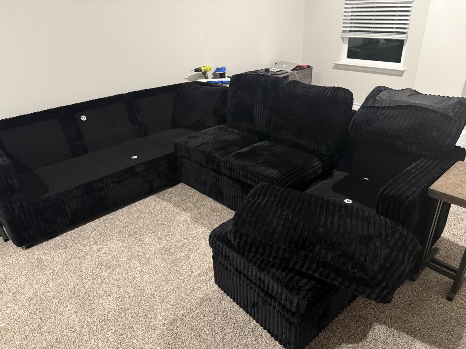 HONBAY Modular Sectional Sleeper Sofa with Pull Out Bed, Corduroy U Shaped Couch with Storage, Sectional Couches for Living Room, Green customer photo 1