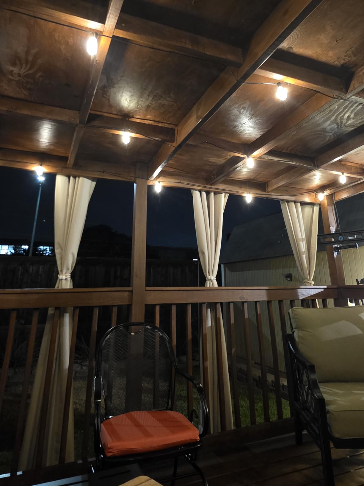 Outdoor Curtains for Patio Waterproof, 6 Drape Panels | Privacy & Weatherproof, Outside Curtains for Porch, Gazebo, Pergola, Cabana, Balcony, Grommet Top, 54 x 84 Inch, Cream customer photo 2