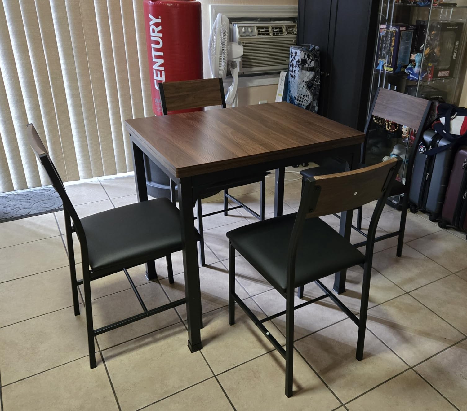 IRONCK Dining Table Set for 4, Extendable Kitchen Table Chairs Set of 4, Dining Room Table with 4 Upholstered Chairs, Folding for Small Space, Apartment, Walnut customer photo 2