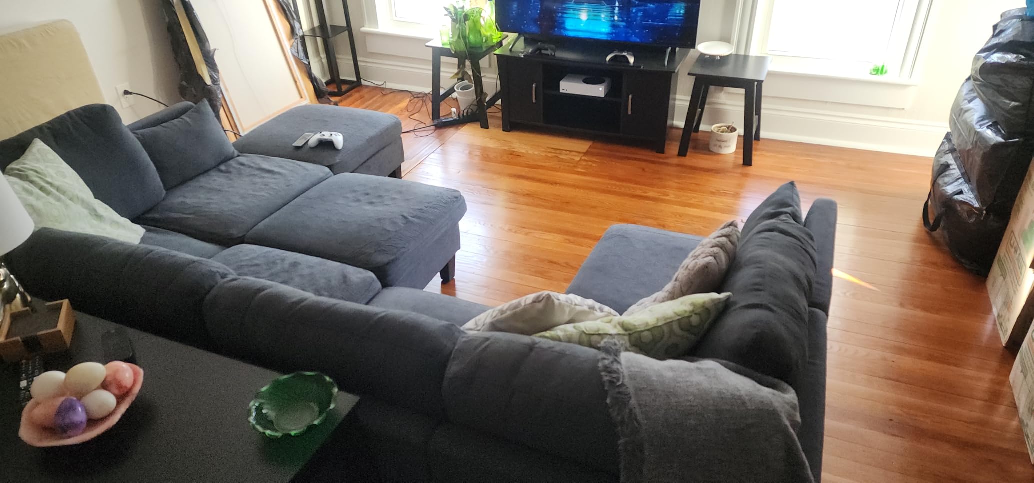 Modular Sectional Sofa 6 Seaters Modular Sleeper Sofa Couch | Comfy Sectionals Couches Bed, Convertible Sofas with Ottomans, Sectional Couches for Living Room, Dark Gray customer photo 1