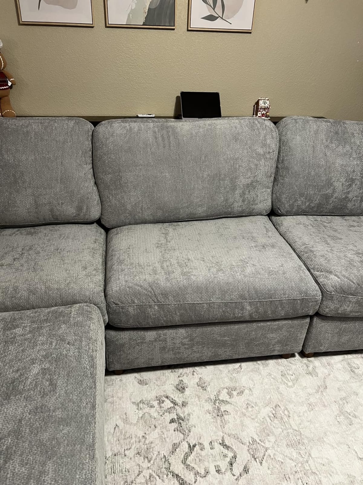 Oversized Cloud Couch 8 Seater U Shaped Modular Sectional Sofa Beige | Modern Chenille Wide Deep Seat Couch with Ottoman, Comfy Luxury Couches for Living Room, Bedroom, Apartment, No Tool Assembly customer photo 1