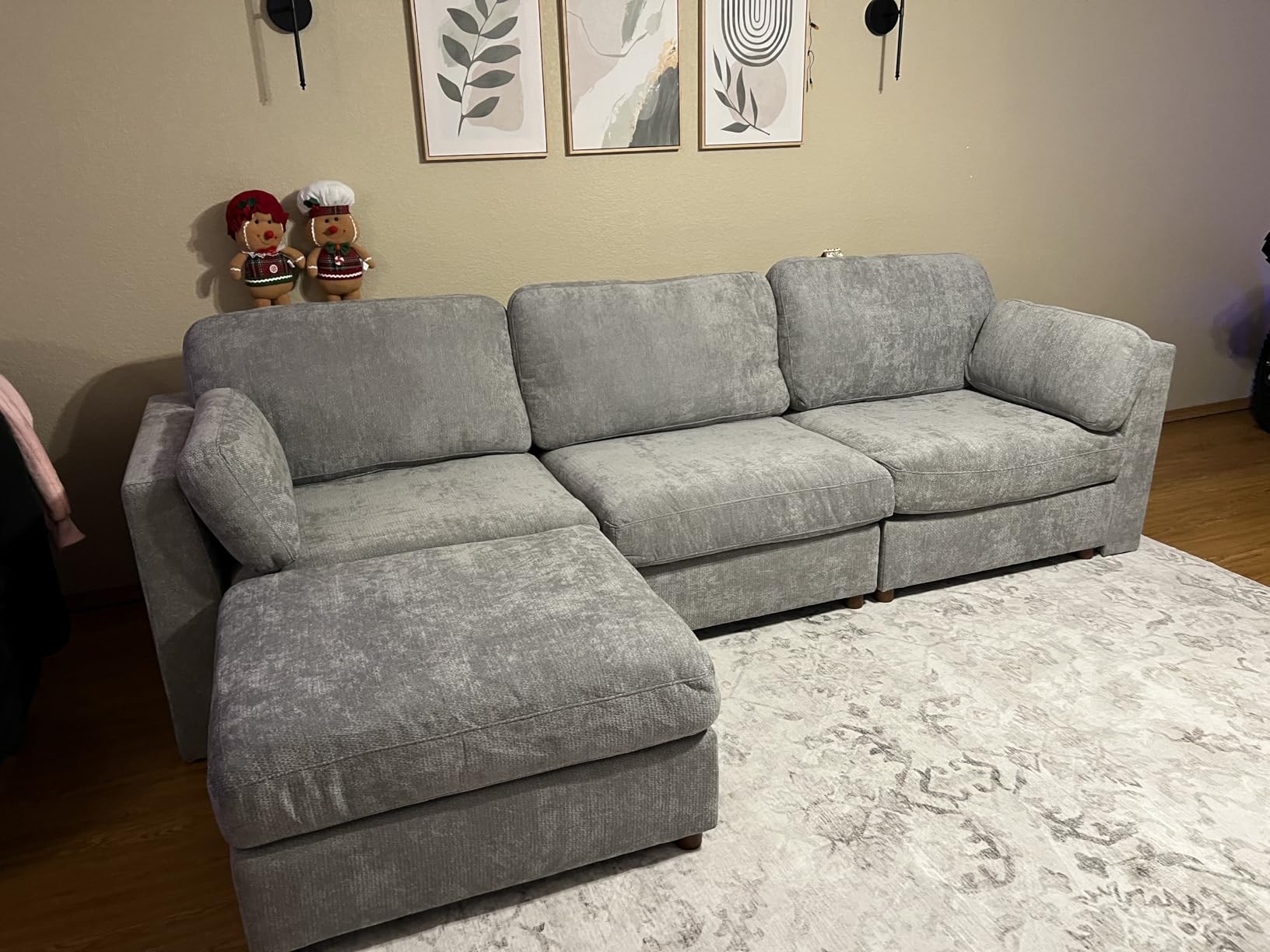 Oversized Cloud Couch 8 Seater U Shaped Modular Sectional Sofa Beige | Modern Chenille Wide Deep Seat Couch with Ottoman, Comfy Luxury Couches for Living Room, Bedroom, Apartment, No Tool Assembly customer photo 2
