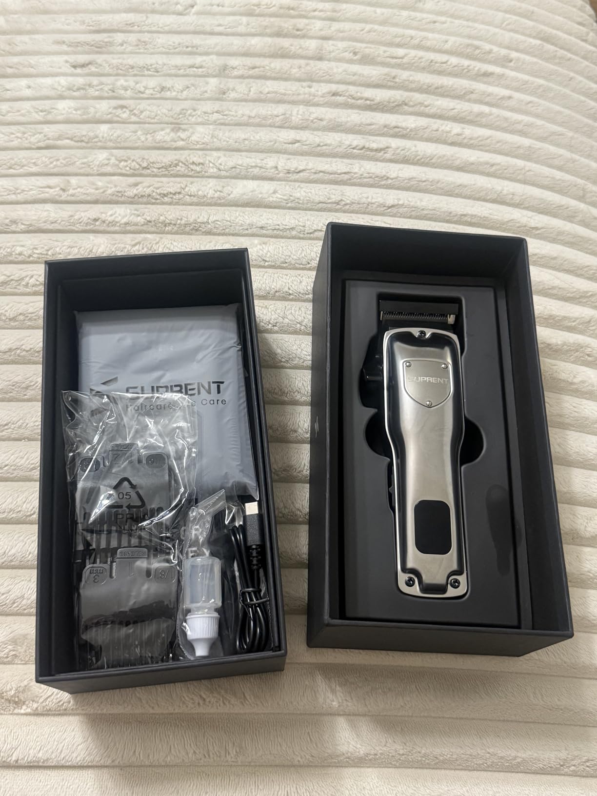SUPRENT FANGS Professional Barber Clippers - High-Performance 13,000 RPM Vector Motor Hair Clipper Barber Trimmer Set, Professional Haircutting Kit with AI Speed Control, Patented U-Teeth Blade (Black) customer photo 2