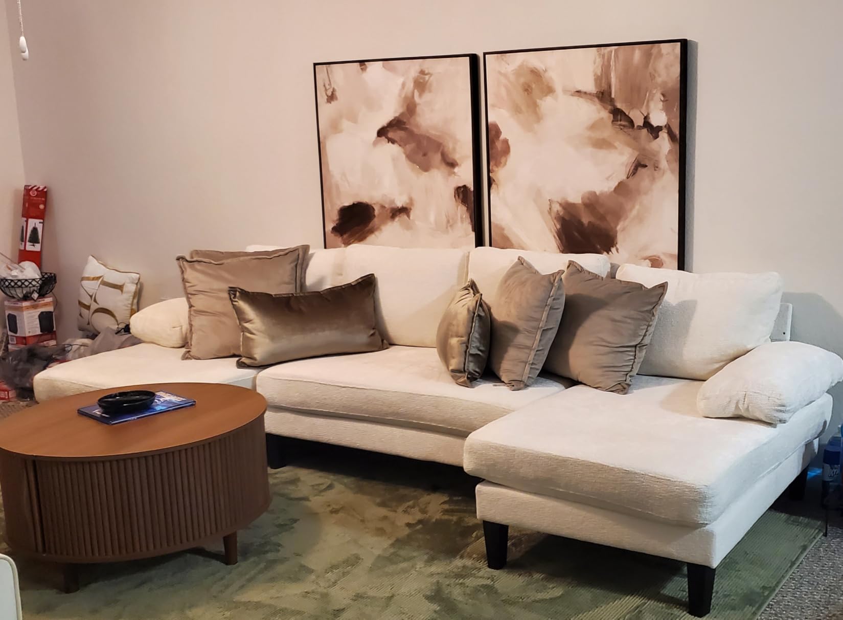 U-Shaped Sectional Couches for Living Room | 112 Inch Modern Sectional Couch | Dark Grey Chenille Sofa with Double Chaise for Apartment customer photo 2