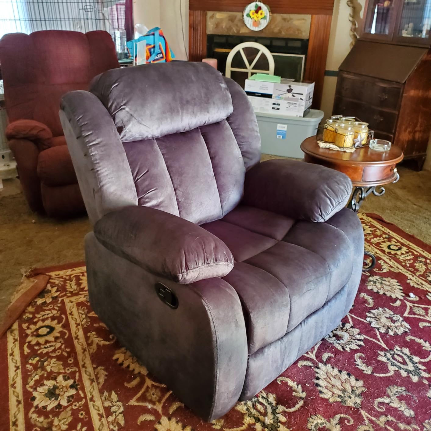 Manual Reclining L-Shaped Sectional Sofa Set, Soft Fabric Corner Couch with Center Console, Cup Holders and Storage - Perfect Living Room Home Set Furniture, Light Brown customer photo 2