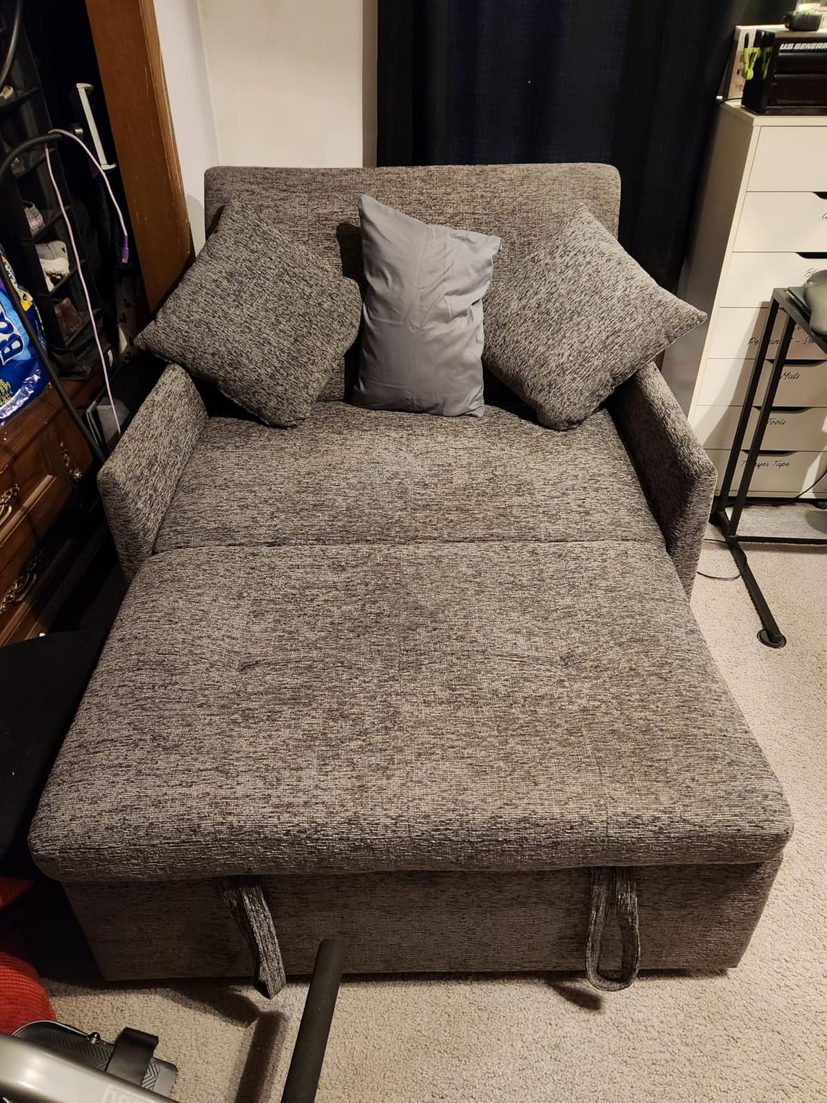 Loveseat Sleeper Sofa Convertible Sofa Bed, Pull out couch, Dark Grey | 3 in 1 couch bed with Phone Holder, Futon Sofa Bed with USB and Type-C Ports for Living Room, Adjustable Backrest customer photo 1