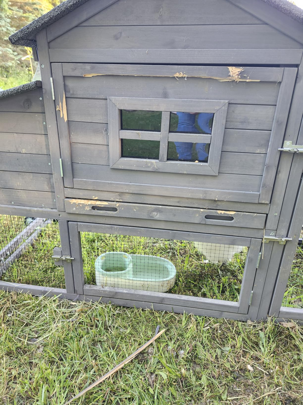 Aivituvin Chicken Coop Hen House, Large Outdoor Wooden Poultry Cage with Ramps, Run, Nesting Box, Removable Tray, Weather-Proof Chicken Cage (Grey, AIR31) customer photo 1