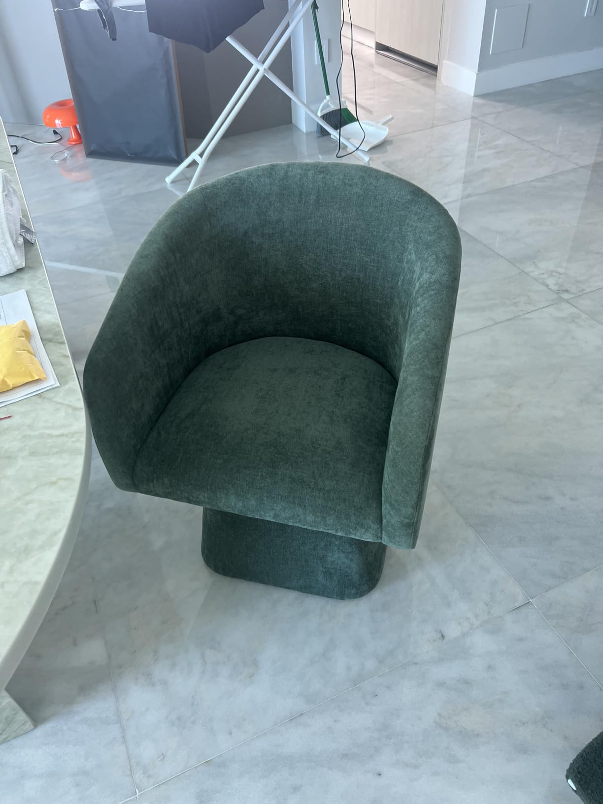 VKNOW Upholstered Swivel Dining Chairs Set of 4 with Barrel Back and Arm | Modern Accent Arm Chair with Thickened Cushion, Soft Chenille Fabric, for Dining Room, Living Room, Vanity, Khaki customer photo 2
