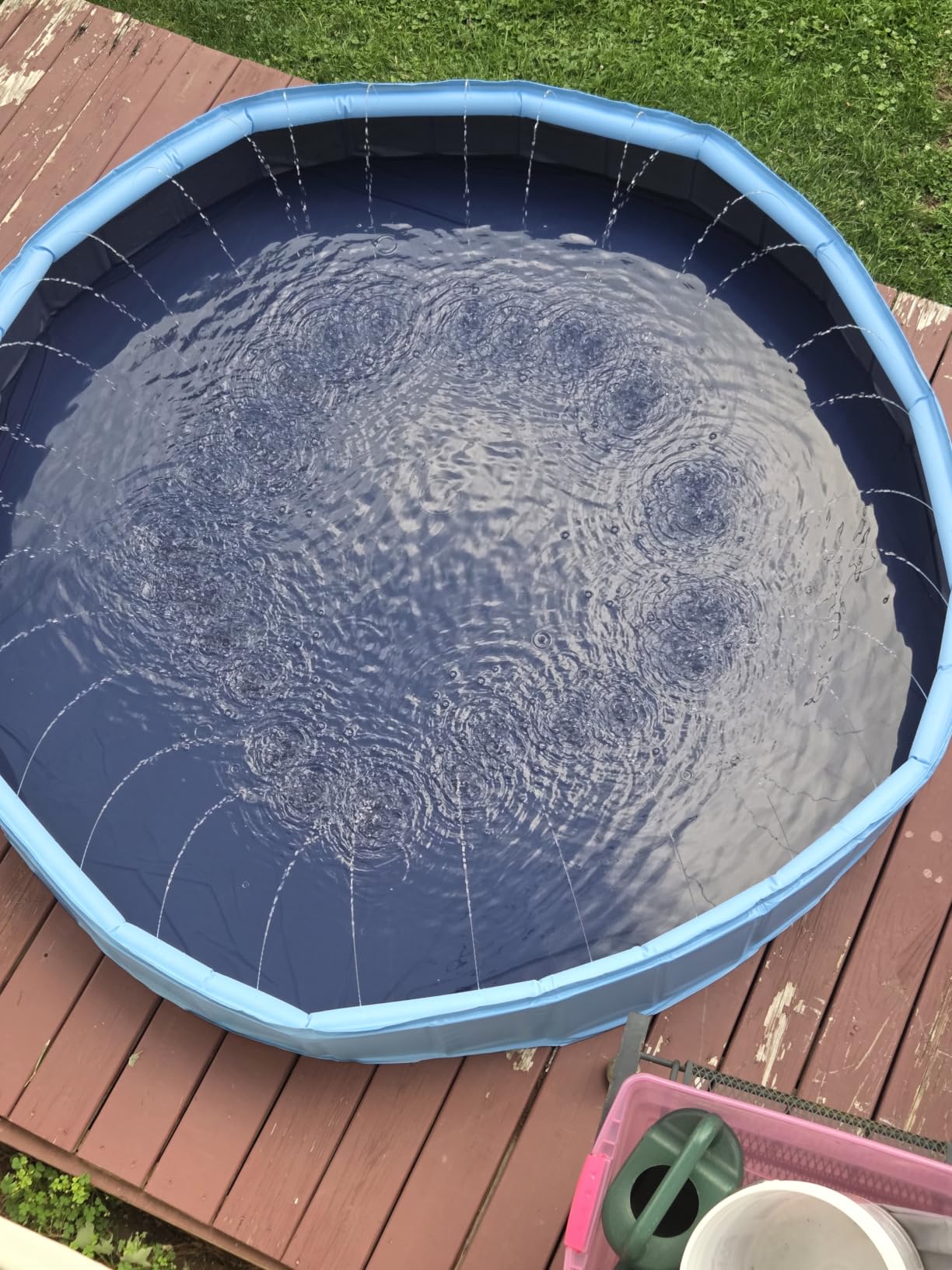 Foldable Dog Pool with Sprinkler, 87 in Extra Large Non-Slip Dog Pet Bath Pool, 2-in-1 Collapsible Pet Bathing Tub Kiddie Pool for Puppy Small Medium Large Dogs Cats and Kids customer photo 2