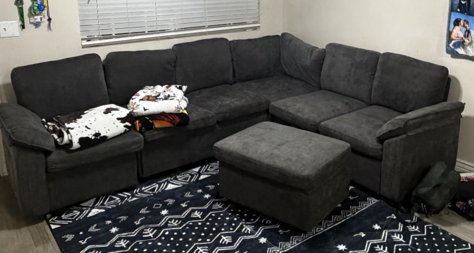 85'' Modular Sectional Sofa with Pull Out Bed, Sleeper Sofa, Dark Gray | L Shaped 5 Seat Sectional Couches for Living Room, Cloud Modular Couch with Storage, Pull Out Couch, Removable Sofa Cover customer photo 2
