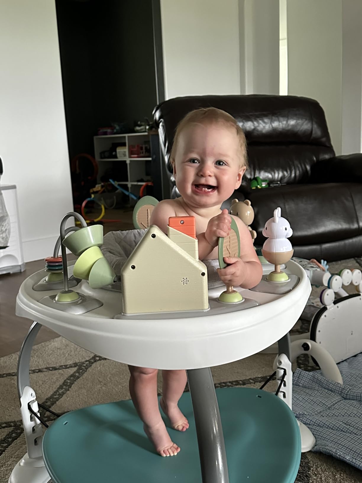 Ingenuity 3-in-1 Baby Jumper and Activity Center with Lights and Sounds - Converts to Toddler Play Table, 4 Adjustable Heights, Wood Legs, Ages 4 Months to 3 Years customer photo 2