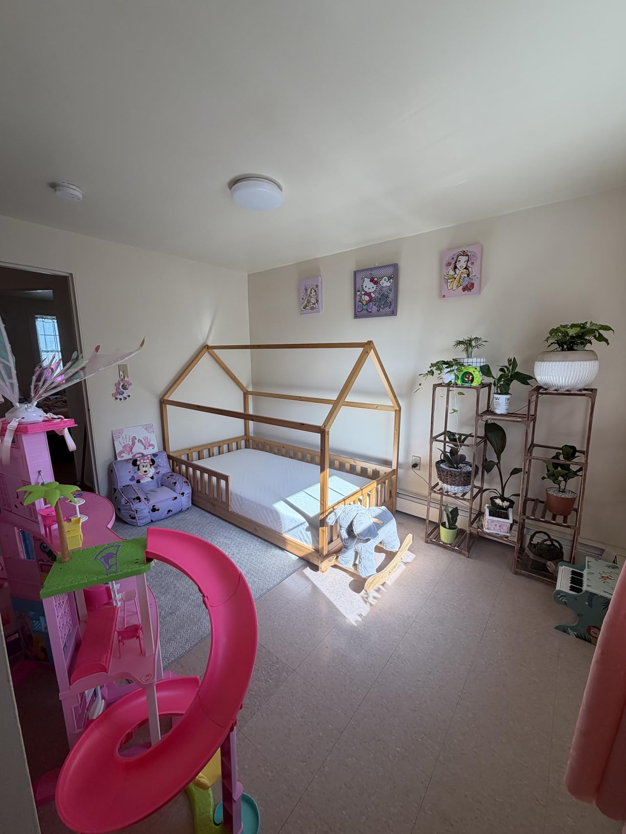 Jocisland Twin Size House Bed for Kids with Guardrails, White | 100% Solid Wood Construction, Removable Rails, Full Surround Guardrails, Playhouse Roof Design, for Boys and Girls customer photo 1