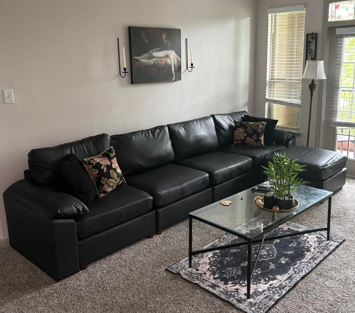 EASE MOOSE Sectional Couches for Living Room, U Shaped Modular Sofa, Beige | Pet-Friendly Faux Leather, Large Deep Seat, Easy to Clean, Solid Wood Frame, Easy Assembly, Scratch Resistant customer photo 1