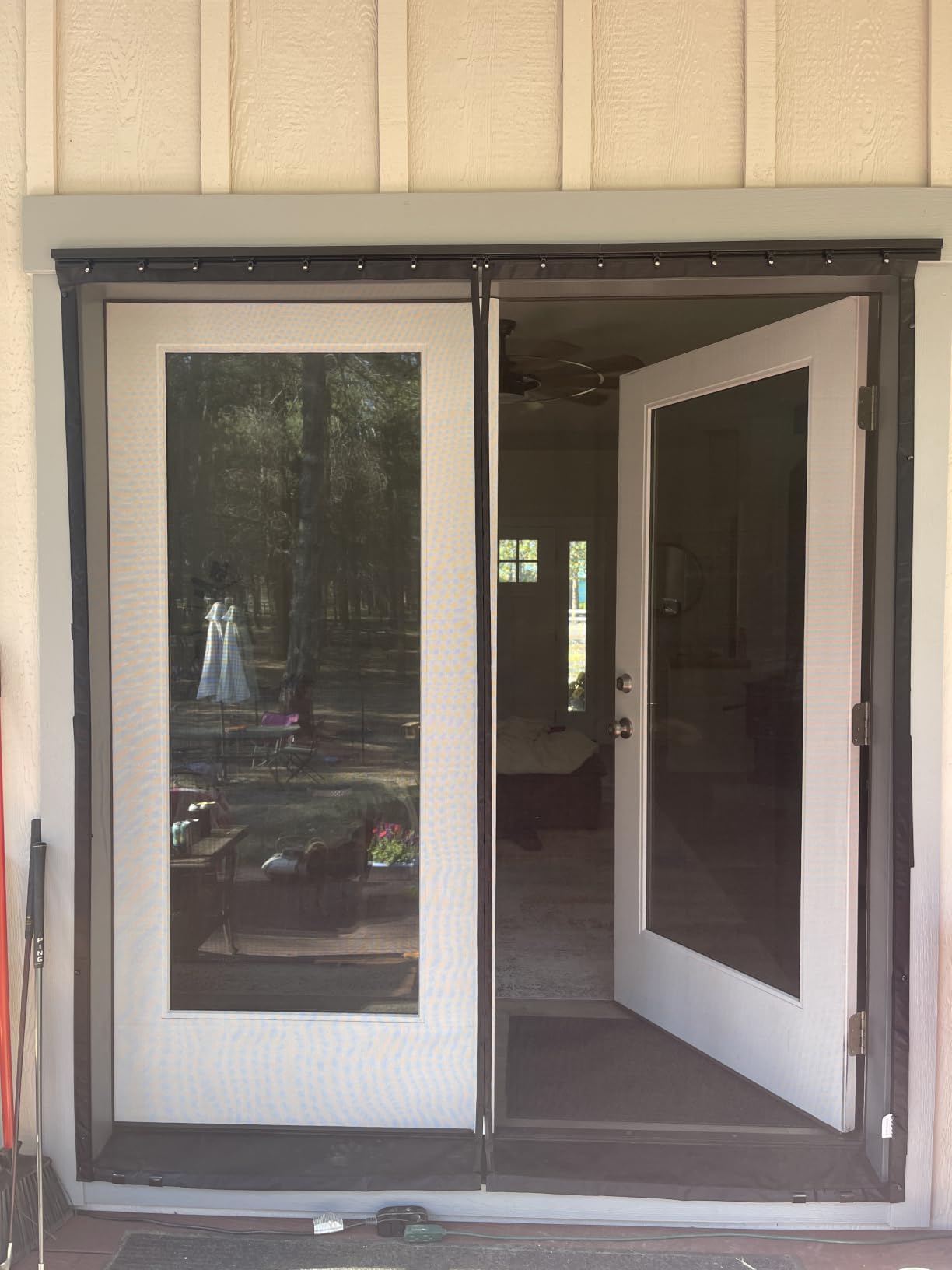 Sliding Magnetic Screen Door with Track for 72x80 Inch Patio & French Doors, Fully Retractable Mesh Door Screen with No Top Blockage, Durable Heavy Duty Bug Screen for Convenient Access customer photo 2