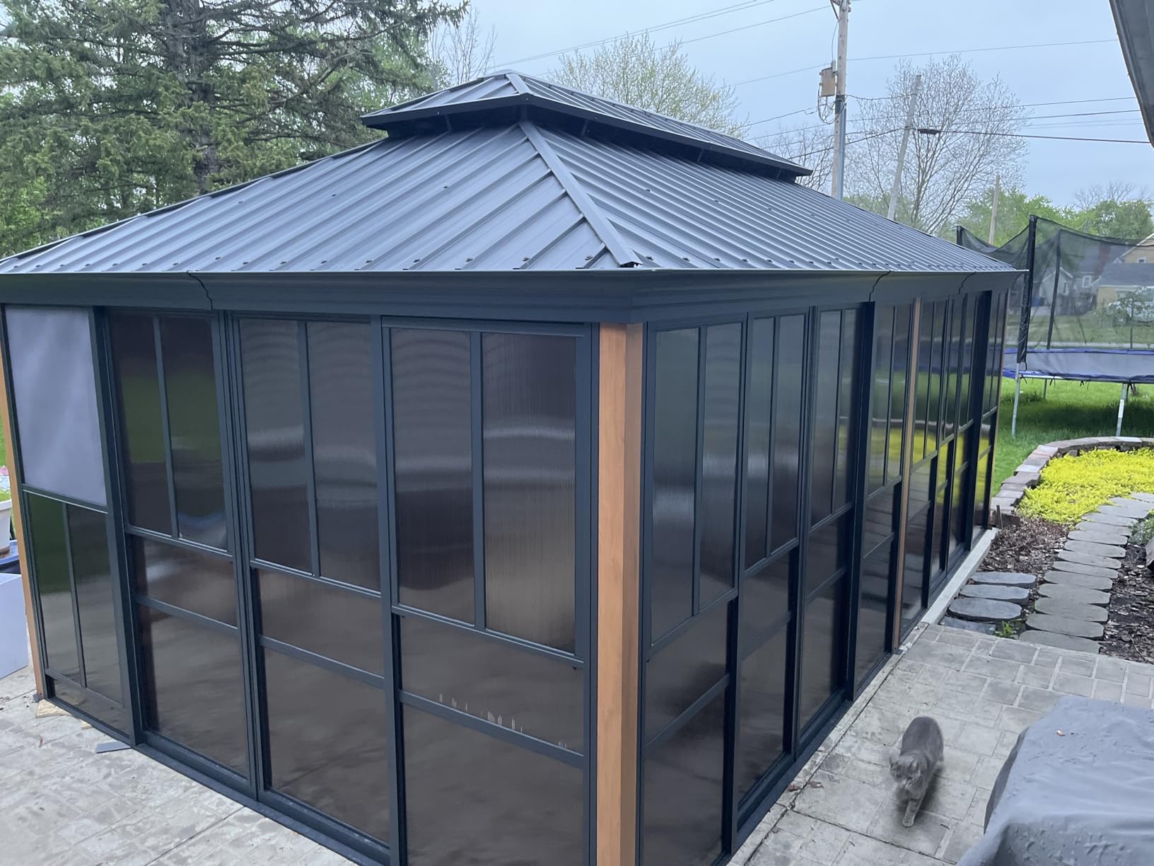 EROMMY 12x16 Sunroom Gazebo, Polycarbonate Roof Outdoor Solarium with Sliding Door customer photo 1
