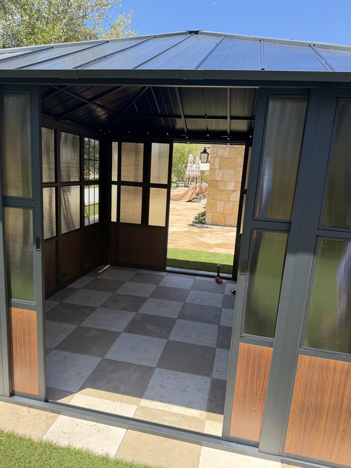 Modern Shade Clario Solarium 12'x12' Sunroom Hardtop Gazebo with TV Mount & Sliding Doors customer photo 1