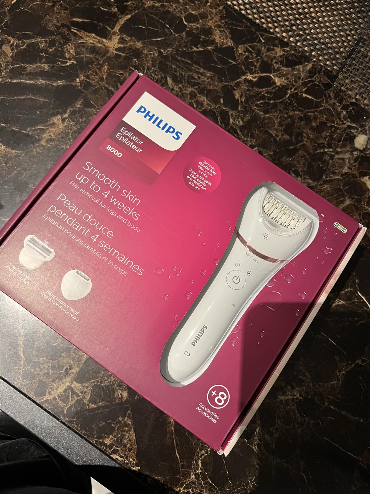 Philips Epilator Series 9000 - Cordless Wet and Dry Electric Epilator, Hair Removal for Legs, Body and Bikini, with ProGuide, 8 Accessories, 60 min. Runtime, Model BRE717/00 customer photo 1