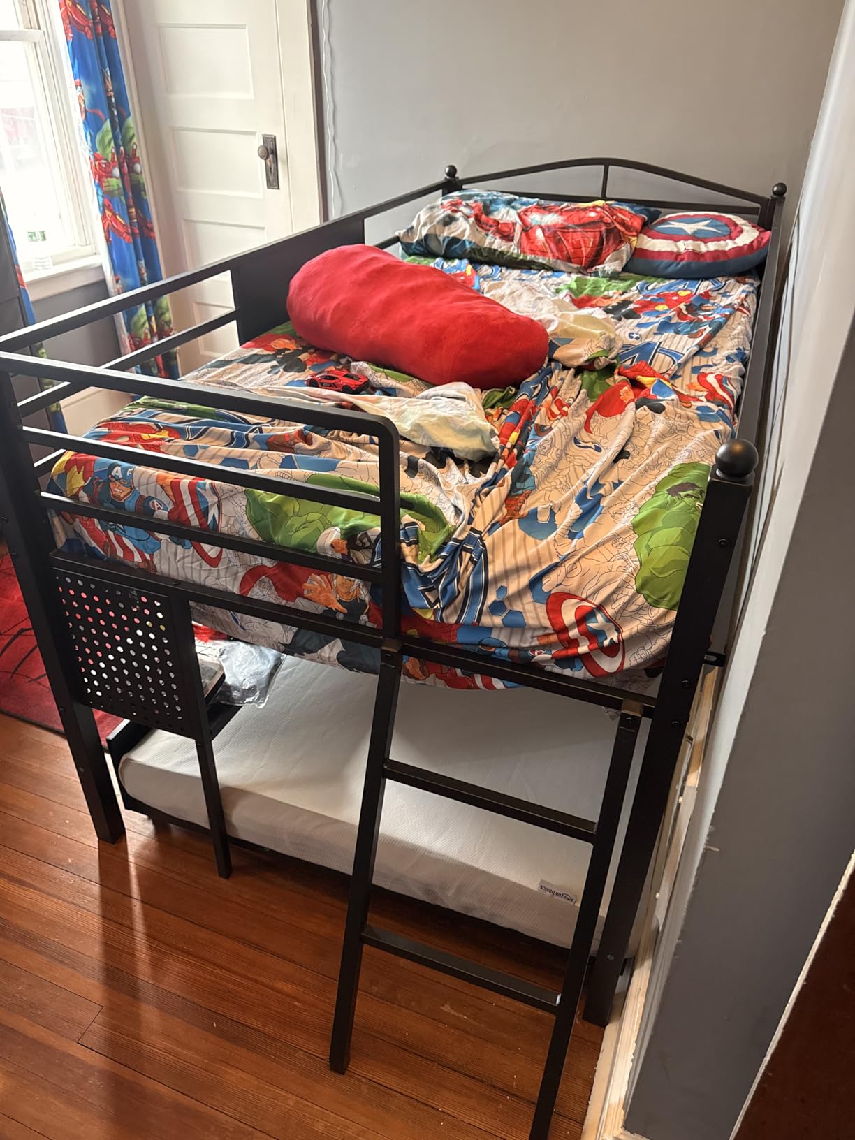 ADORNEVE Low Loft Bed Twin Size with Trundle & 4 Storage Drawers, Black, Kids Loft Bed with RGB LED Light, Open Cubbies, Safety Guardrail customer photo 2