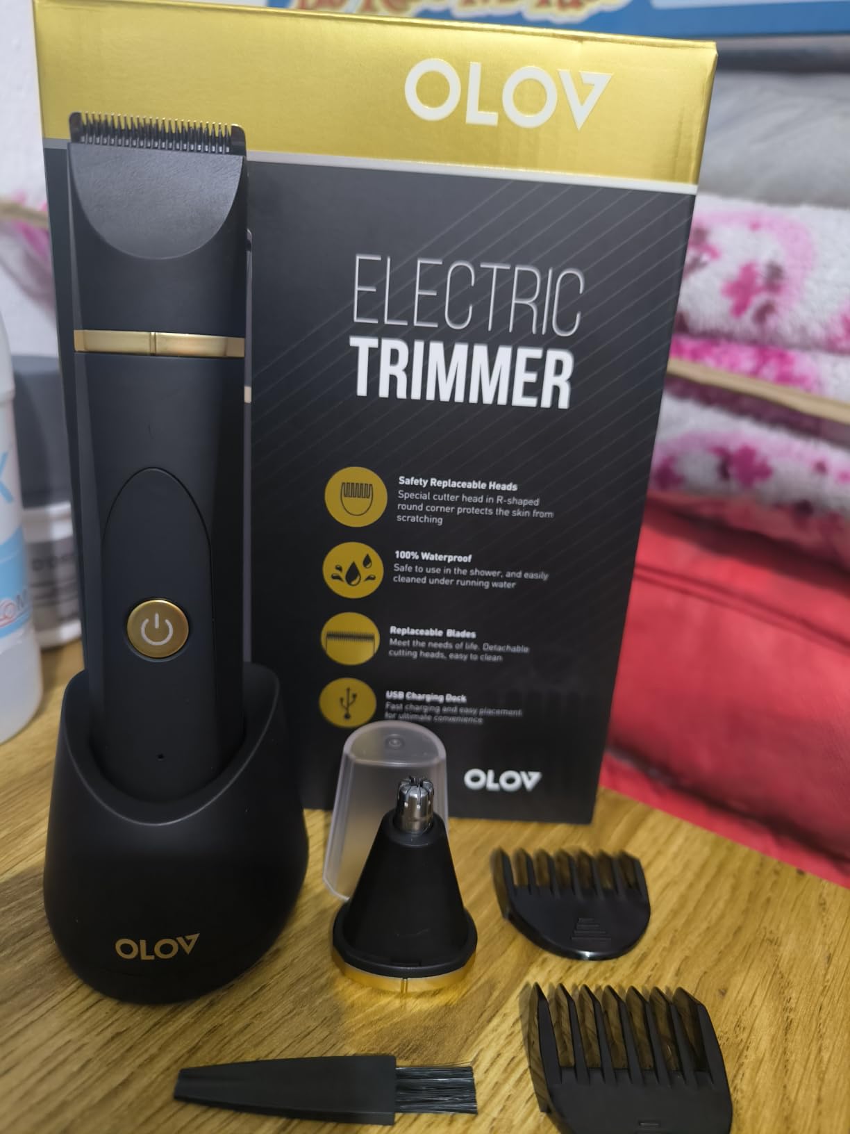 OLOV Electric Body Hair Trimmer - Groin Trimmer for Men - Bikini Trimmer Women - Wet/Dry Shaver Groomer, Replaceable Ceramic Blade Heads, USB Recharge Dock, Waterproof Hygiene Razor, Purple customer photo 2
