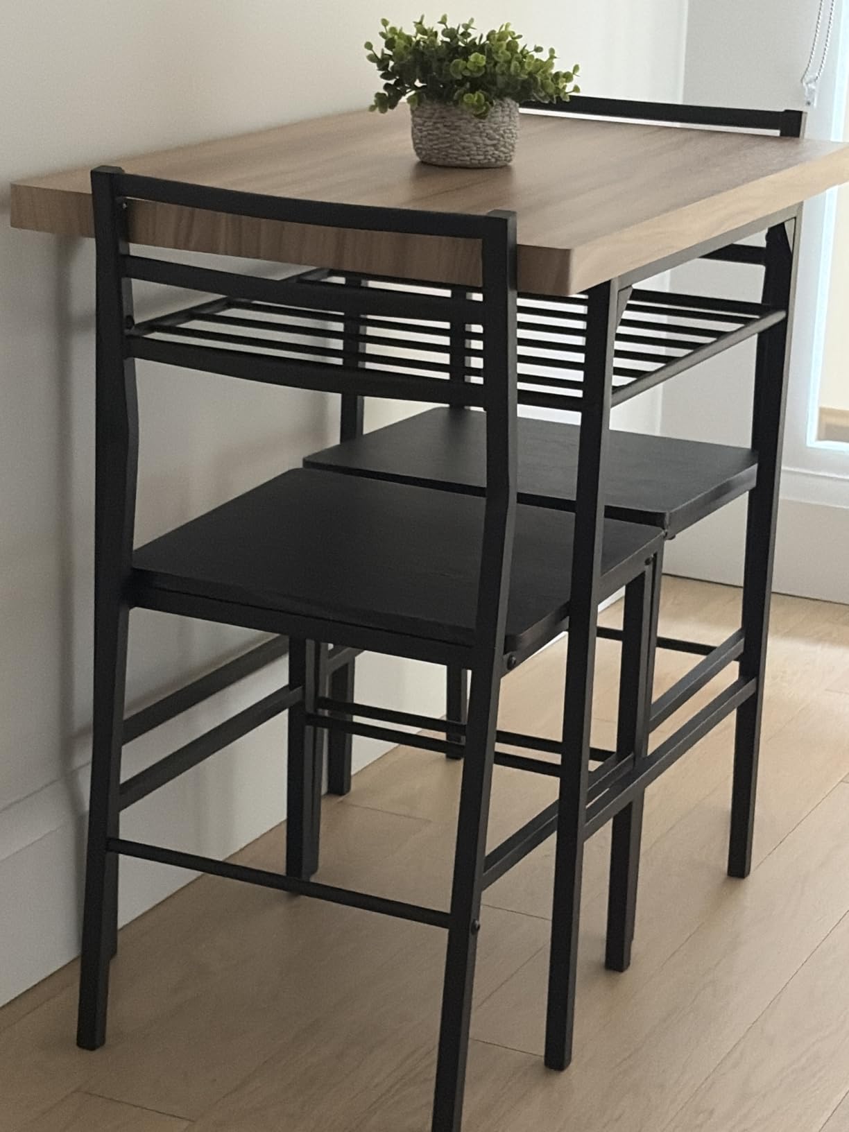 Best Choice Products 5-Piece Modern Dining Set W/Steel Frame, Space Saving Rectangular Kitchen Table W/ 4 Matching Chairs & Storage Rack for Apartments, Kitchens & Dining Rooms - Medium Brown/Black customer photo 1