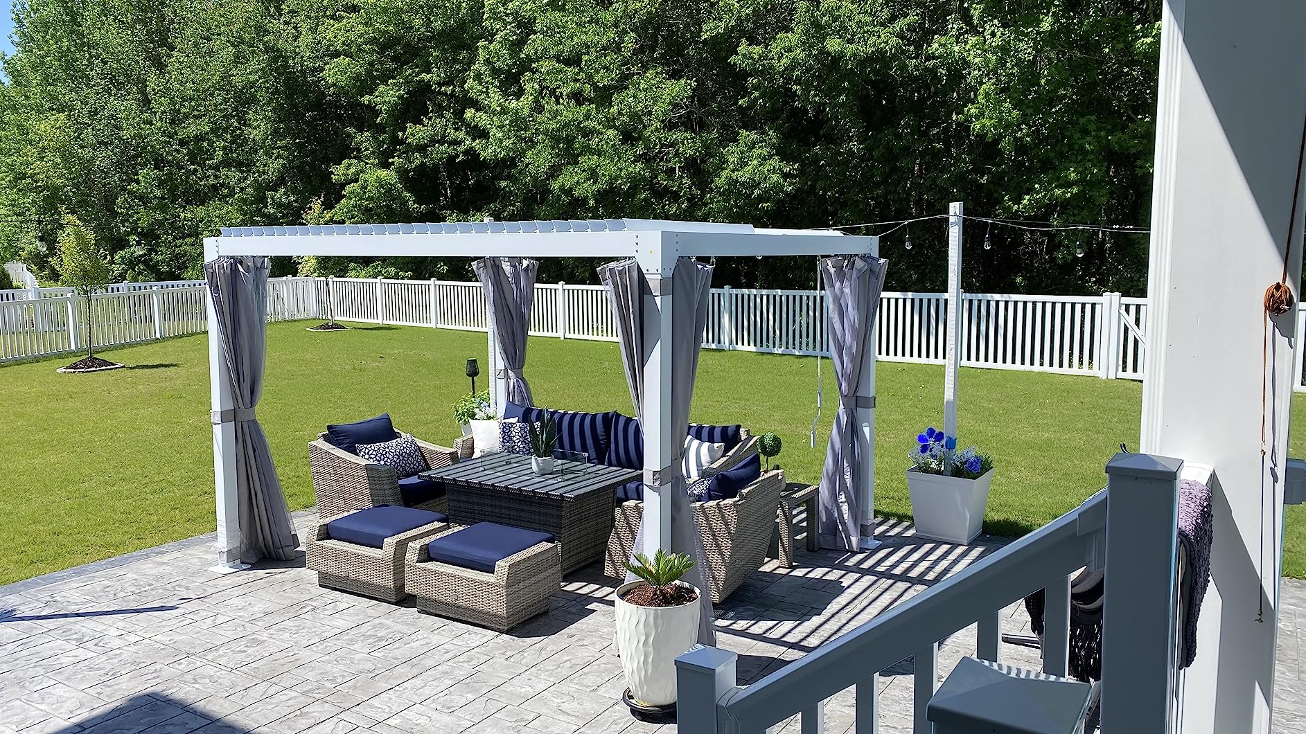 MELLCOM Motorized LED Pergola Solar/Electric w/ 4 Side Screens | Remote-Controlled Roof, LED & Screens, Solar/USB Hybrid, Hidden Drainage, Rustproof Aluminum, Ideal For Outdoor Living customer photo 2
