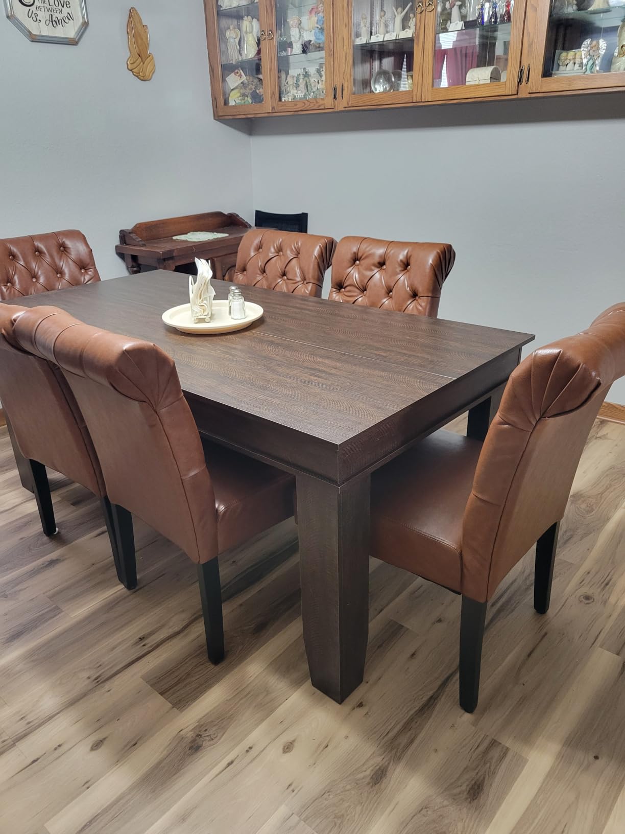 GarveeHome Farmhouse Dining Table for 6-8 People, 71 in Long Kitchen Tables with Wooden Sturdy Frame, 6 ft Large Rectangular Dinner Table for Dining Room, Kitchen, Natural Oak customer photo 2