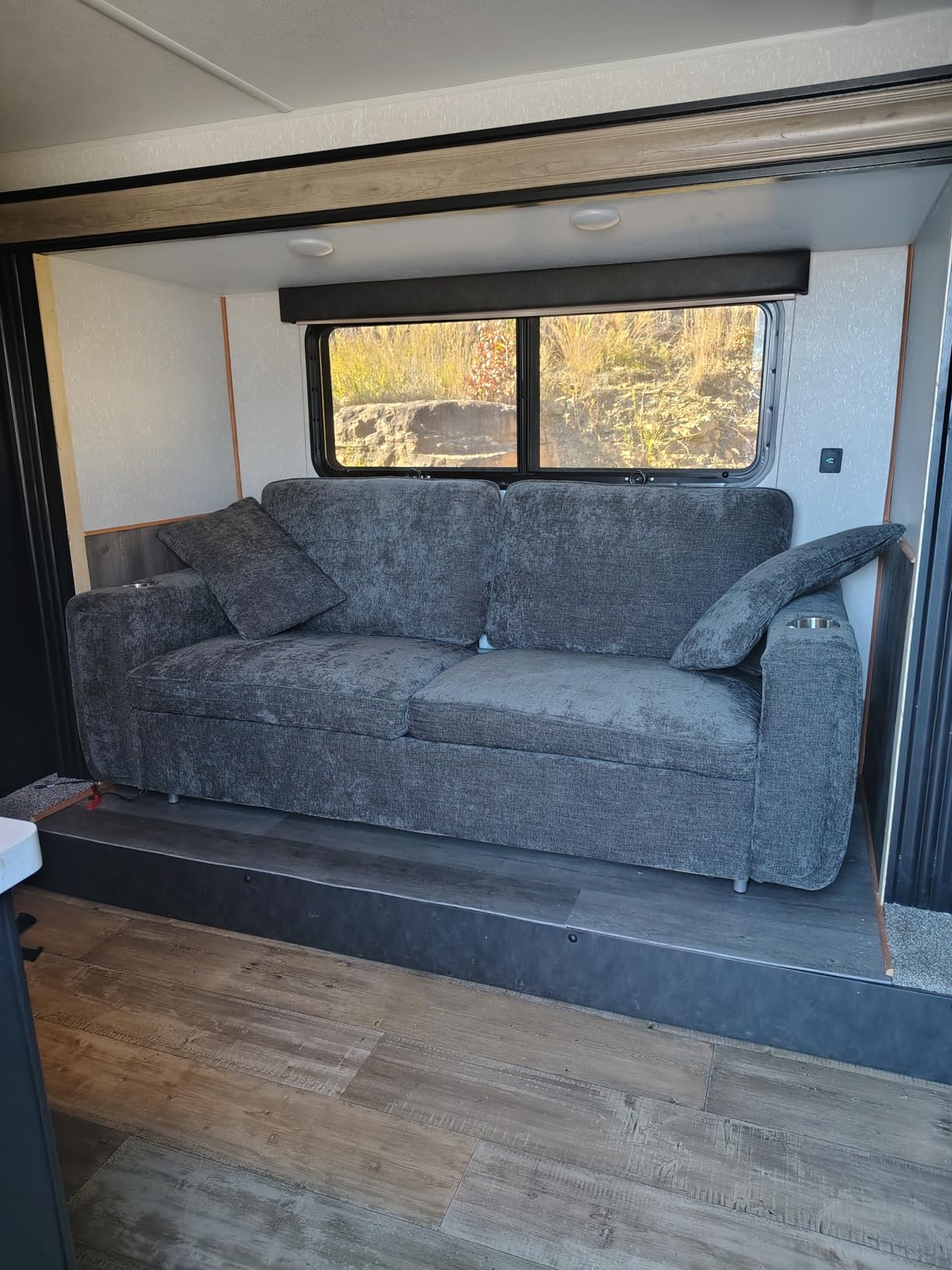 Pull Out Sofa Bed, No Cushion Removal, Queen Sleeper Sofa with USB Fast Charging, Memory Form Mattress, 2-in-1 Convertible Comfy Loveseat Couch Bed for RV, Apartment, and Small Spaces (Dark Grey) customer photo 2