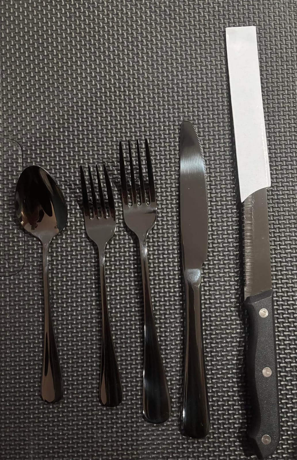 48 PCS NO-FADING Black Silverware Set with Steak Knives, Flatware for 8 | Titanium Black Finish, Rust Resistant, Food-Grade Stainless Steel Cutlery Utensils Set, Mirror Polished & Dishwasher Safe customer photo 1