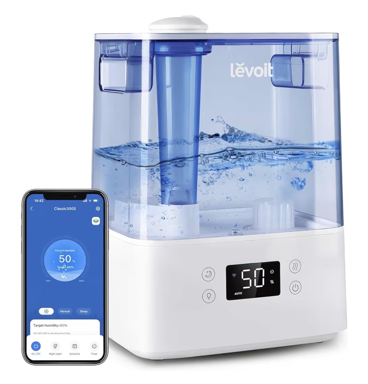 Levoit Humidifiers for Bedroom Large Room, 6.2L Tank, Smart App, Quiet 26dB | Top Fill Cool Mist Humidifier for Baby & Plants, Easy to Clean, 62H Runtime, Essential Oil, Precise Humidity Control customer photo 2