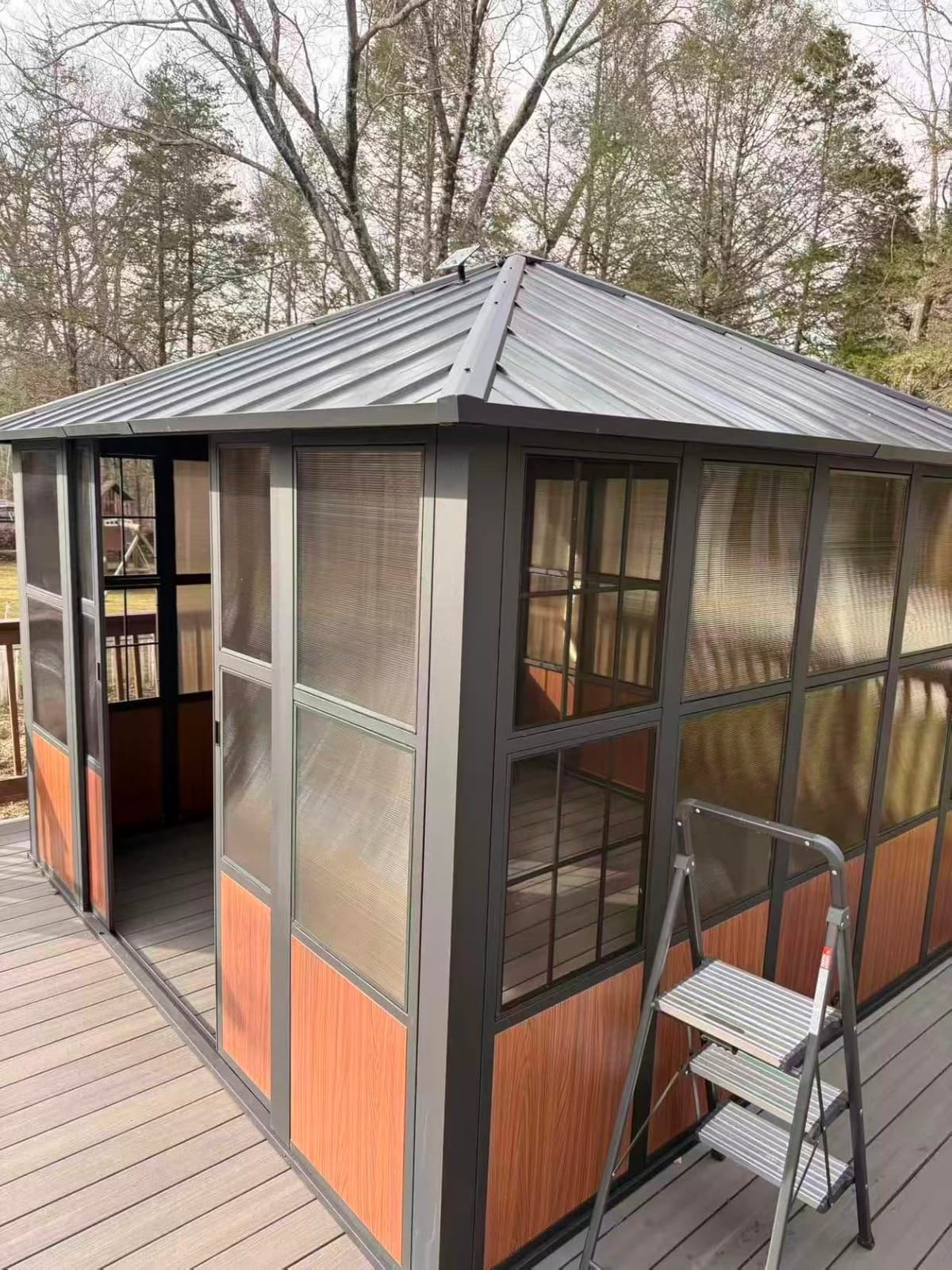 Modern Shade Clario Solarium 12'x20' Sunroom Hardtop Gazebo with TV Mount & Sliding Doors customer photo 2