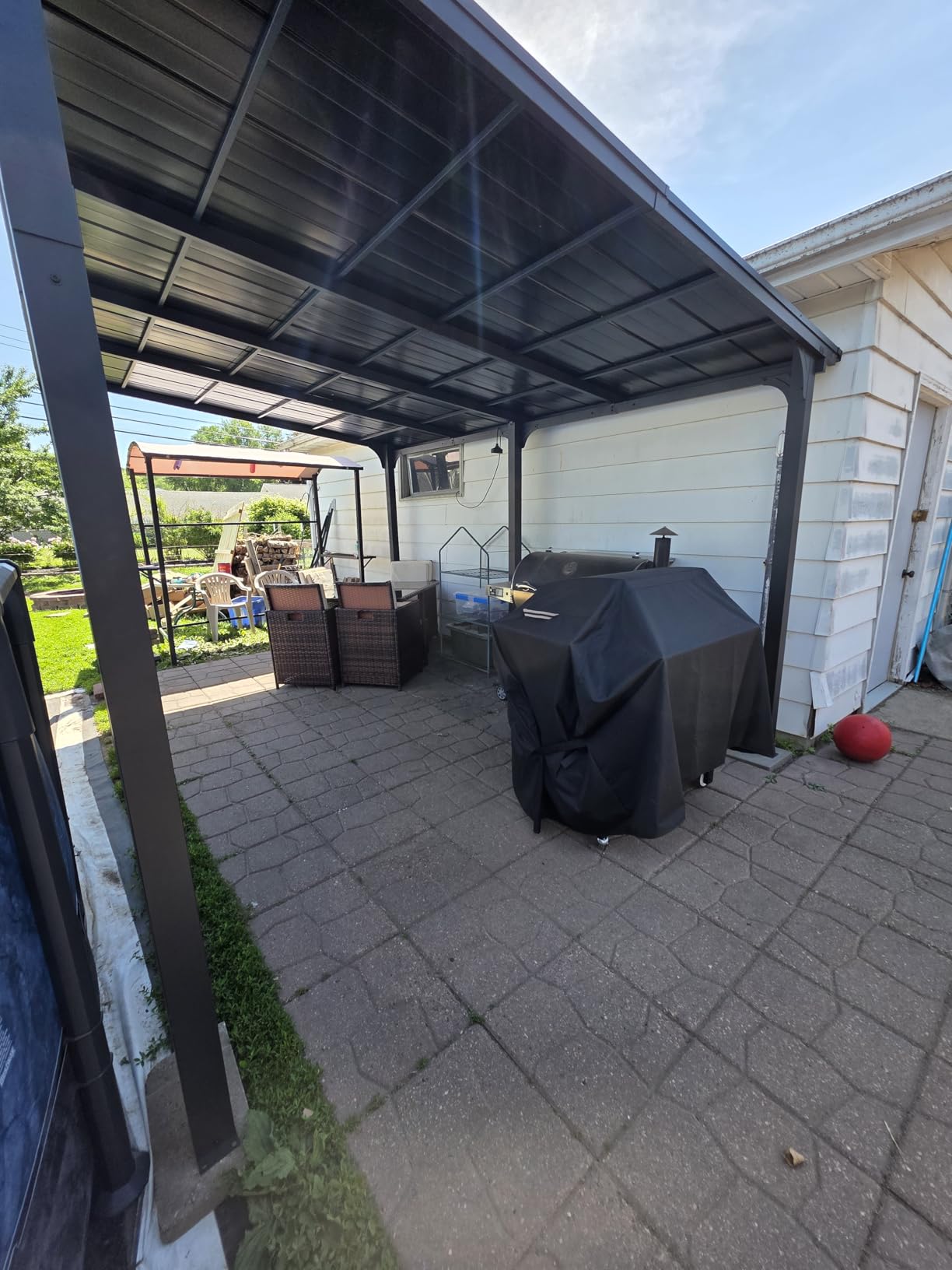 StoneCreek 10'x20' Lean to Gazebo, Wall Mounted Gazebo with Galvanized Steel Sloped Roof & Drainage Gutter, Heavy Duty Outdoor Pergolas for Patios, Backyard, Deck customer photo 2
