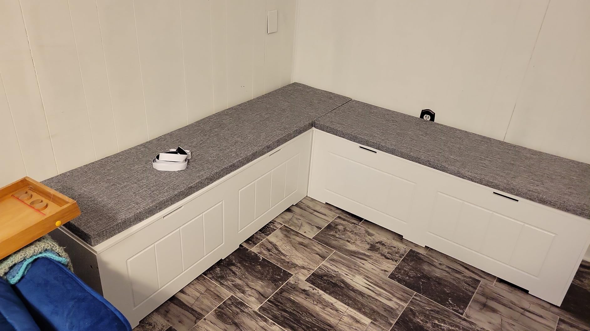 L Shaped Corner Storage Bench with Cushion, Breakfast Nook Bench, Kitchen Banquette Dining Seating with Hidden Storage, Flip-Top Shoe Storage Benches for Entryway Cloakroom customer photo 1