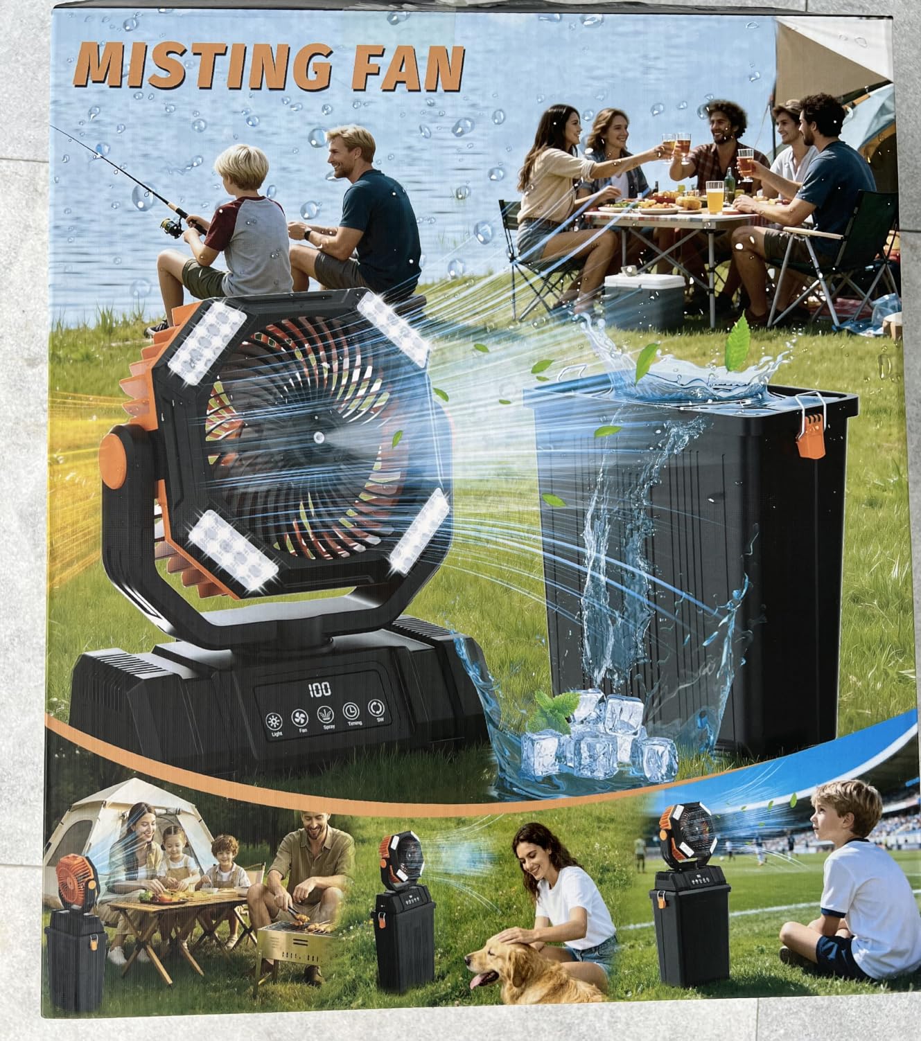 40000mAh Misting Fans for Outside, 15L Large Tank Portable Misting Fan, Battery Powered Outdoor Mister Fan with Remote & LED Light, Wide 270° Coverage for Camping Patio Backyard customer photo 1