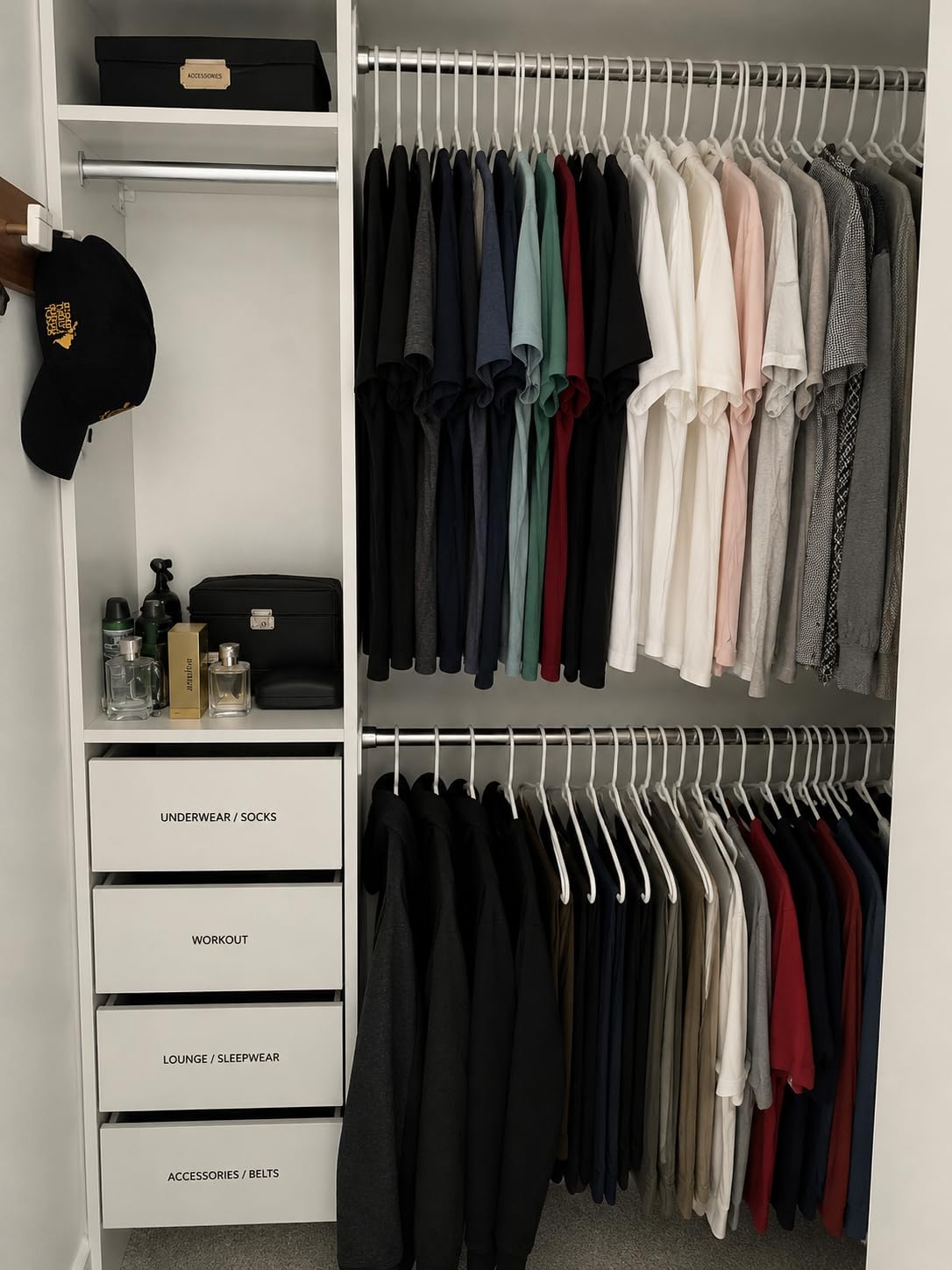 SONGMICS Closet System, Customizable Walk-In Closet Organizer System with Adjustable Hanging Rods and Storage Shelves, White, Fits Spaces 4-9.6 ft URGR040WZ01S customer photo 1