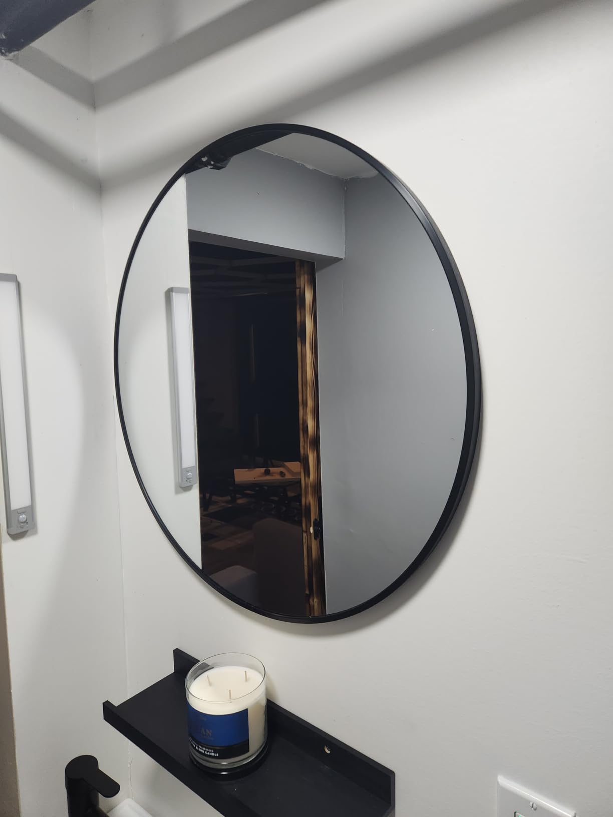 Sweetcrispy Bathroom Wall Mirror, 36x24 Inch Mirror for Over Sink, Black | Modern Wall Mount Vanity Mirror, Rounded Rectangle with Matte Brush Metal Framed, for Home Decor, Living Room, Bedroom customer photo 2