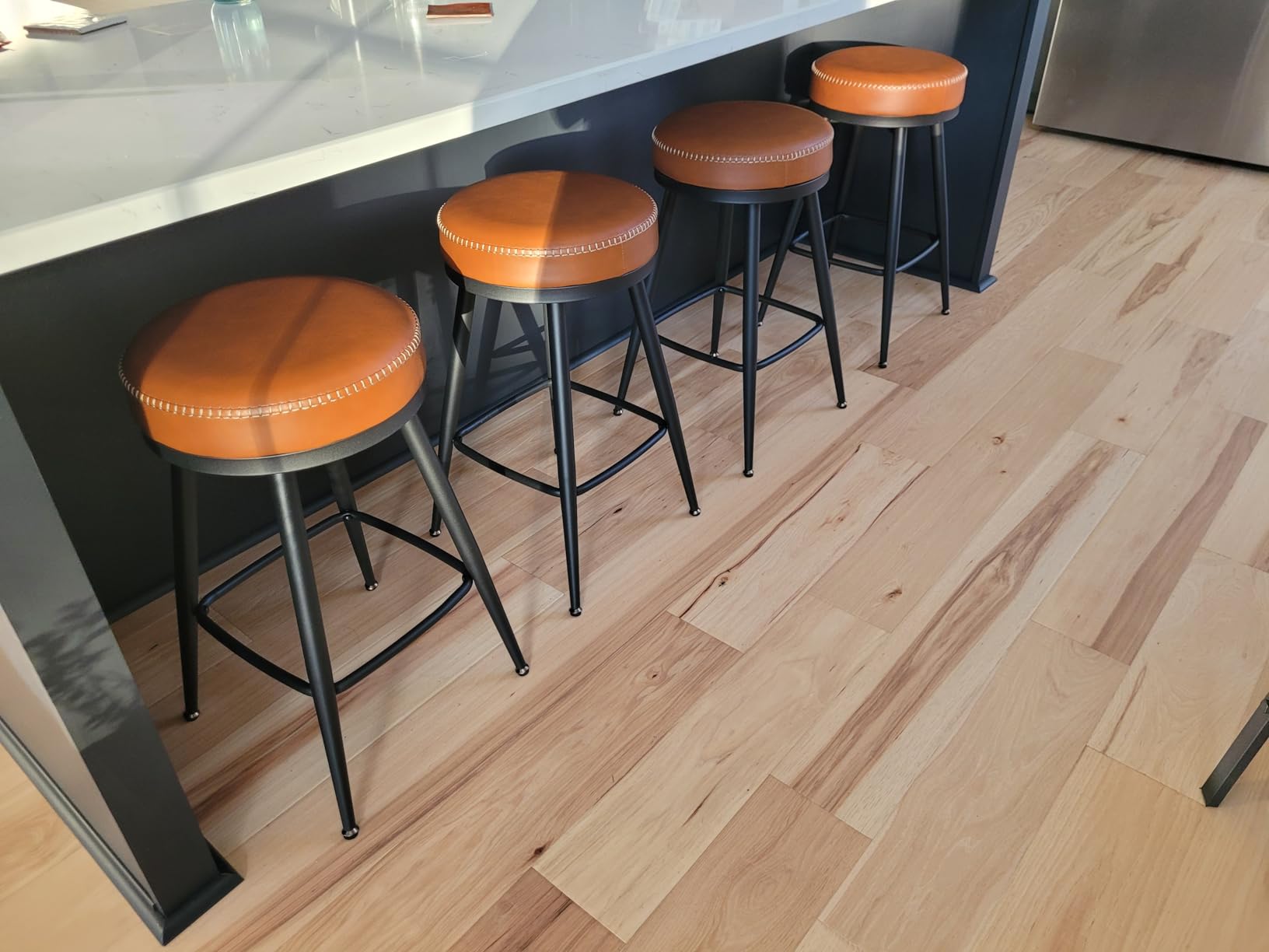 VASAGLE Wooden Bar Stools Set of 2, Linen-Look Fabric, Cappuccino Beige | Barstools with Solid Wood Legs, Ergonomic Backrest, Mid Century Modern, for Kitchen Island, Linen-Look Fabric customer photo 1